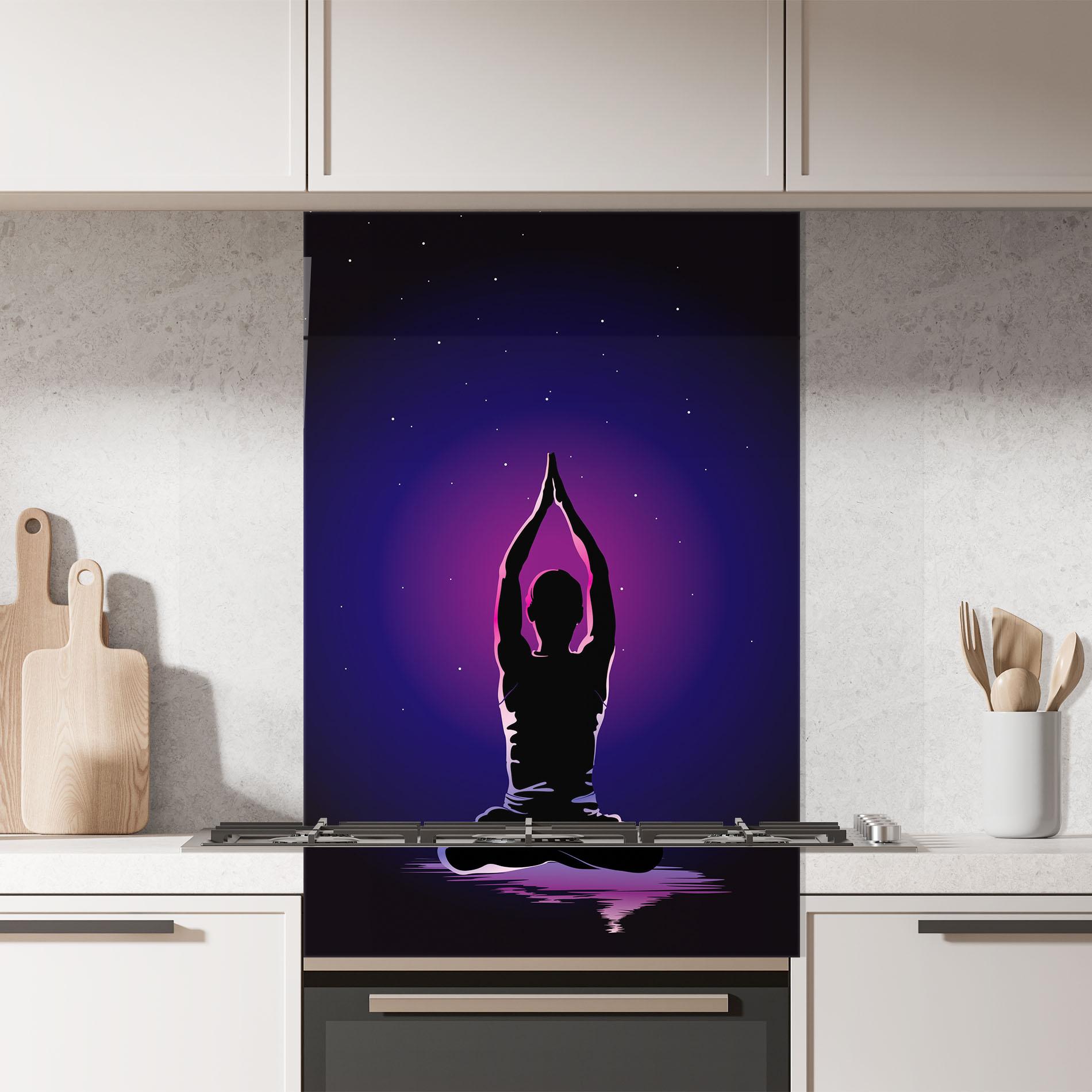 Küchenrückwand Glas Pretty Sky Yoga mockup 7