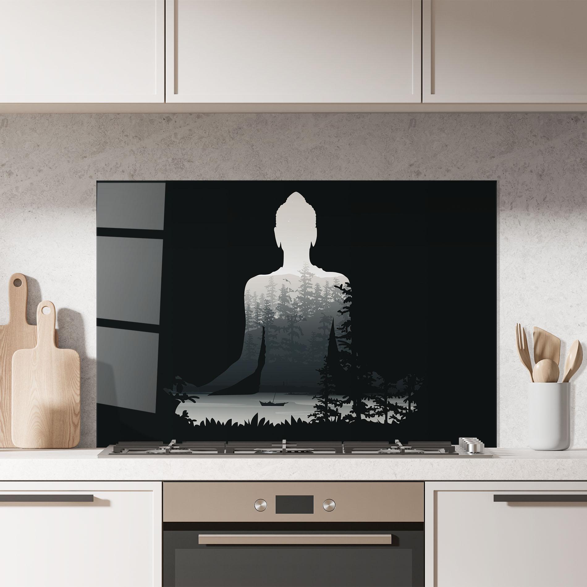 Küchenrückwand Glas Yoga Forest mockup 7