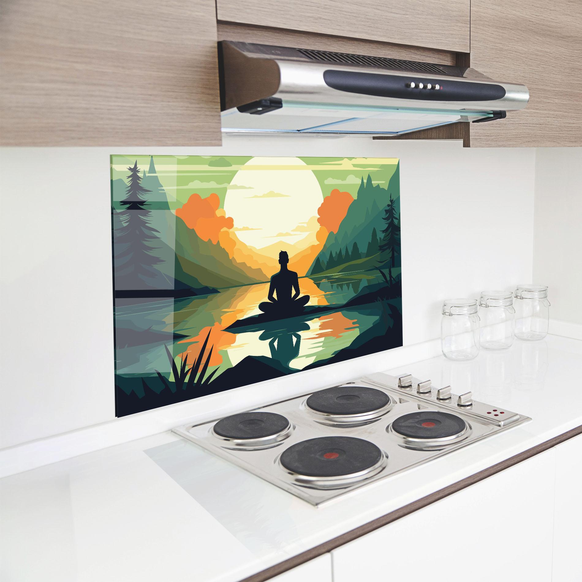 Küchenrückwand Glas Forest Yoga mockup 8