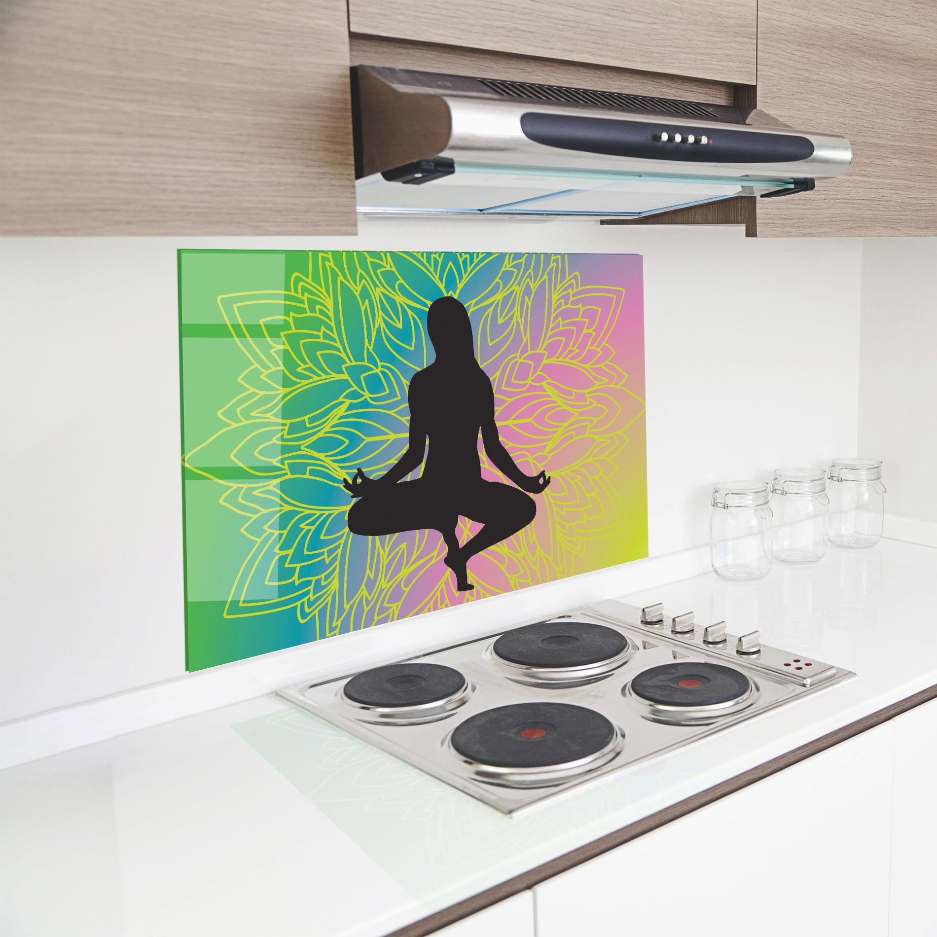 Küchenrückwand Glas Peace Yoga 01 mockup 8