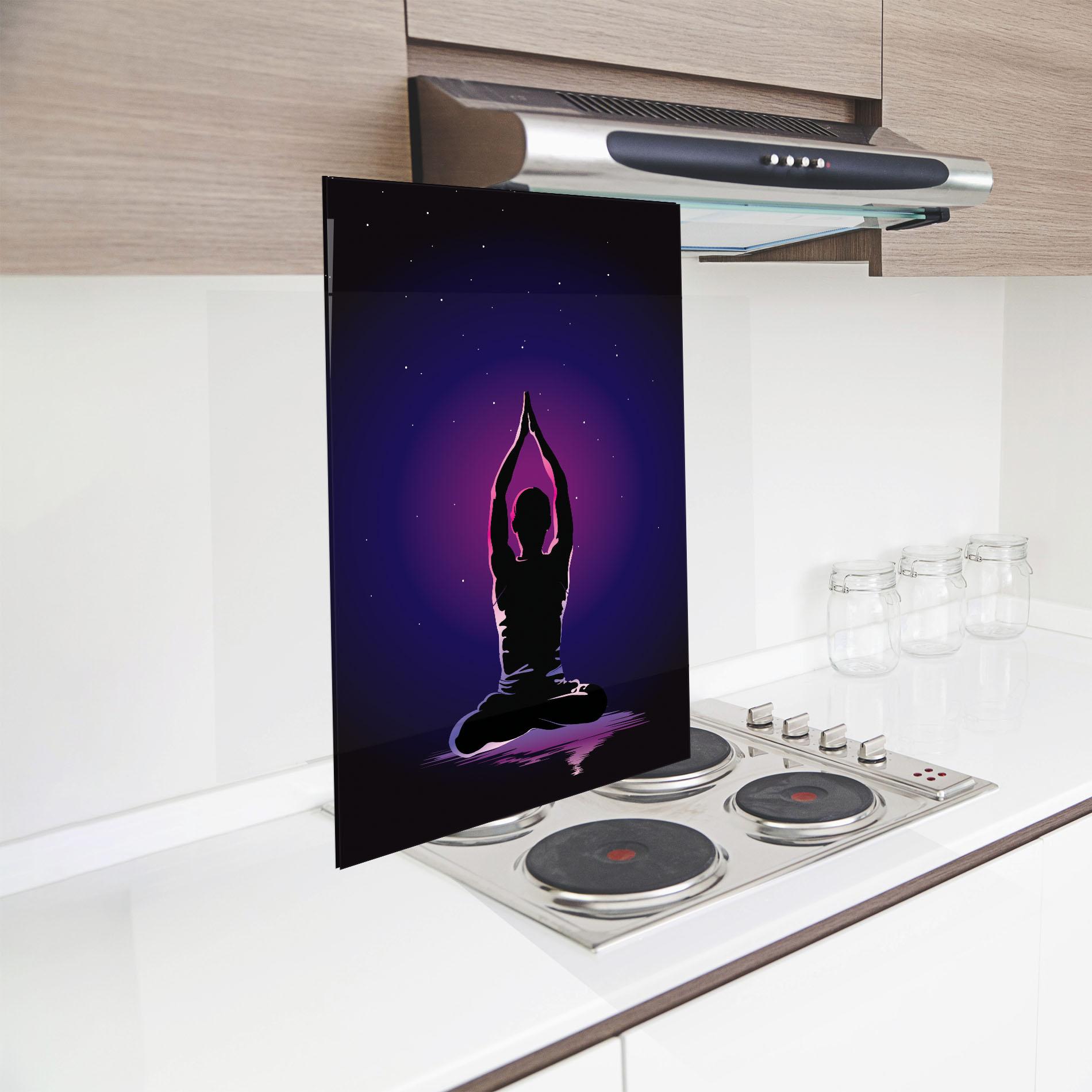 Küchenrückwand Glas Pretty Sky Yoga mockup 8