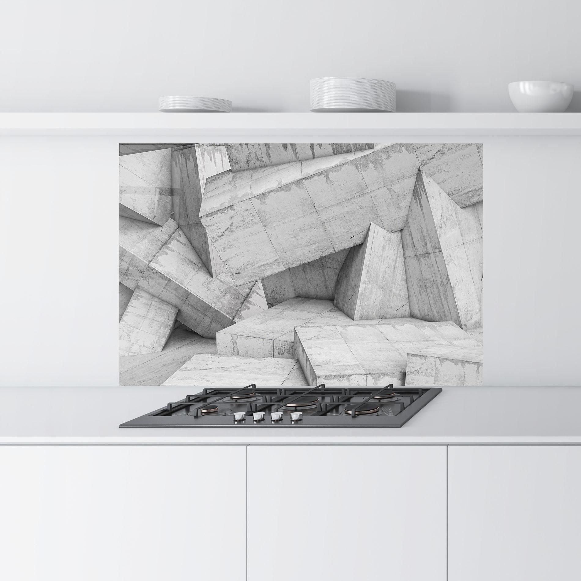 Küchenrückwand Glas Concrete Geometric mockup 9