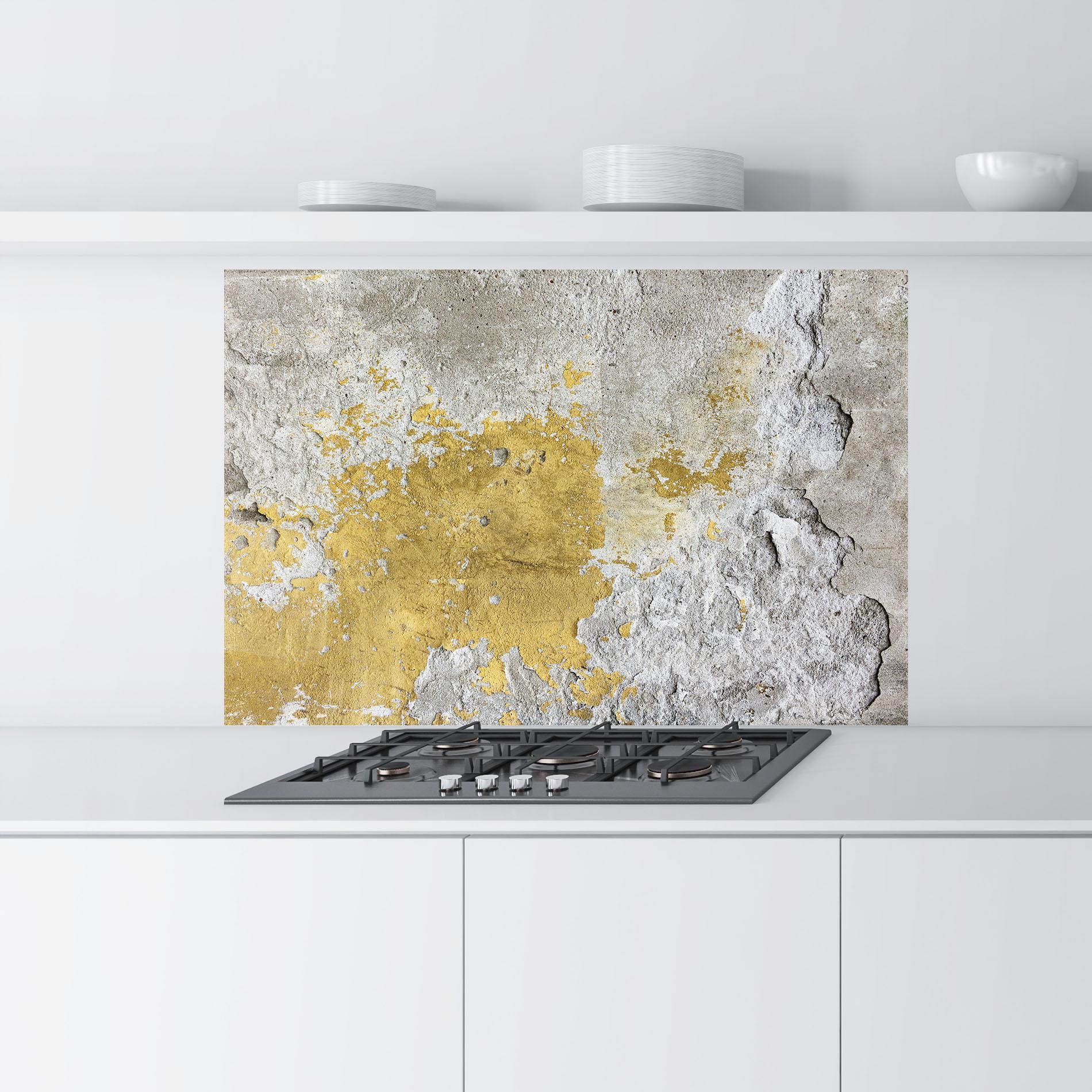 Küchenrückwand Glas Yellowish Ciment mockup 9