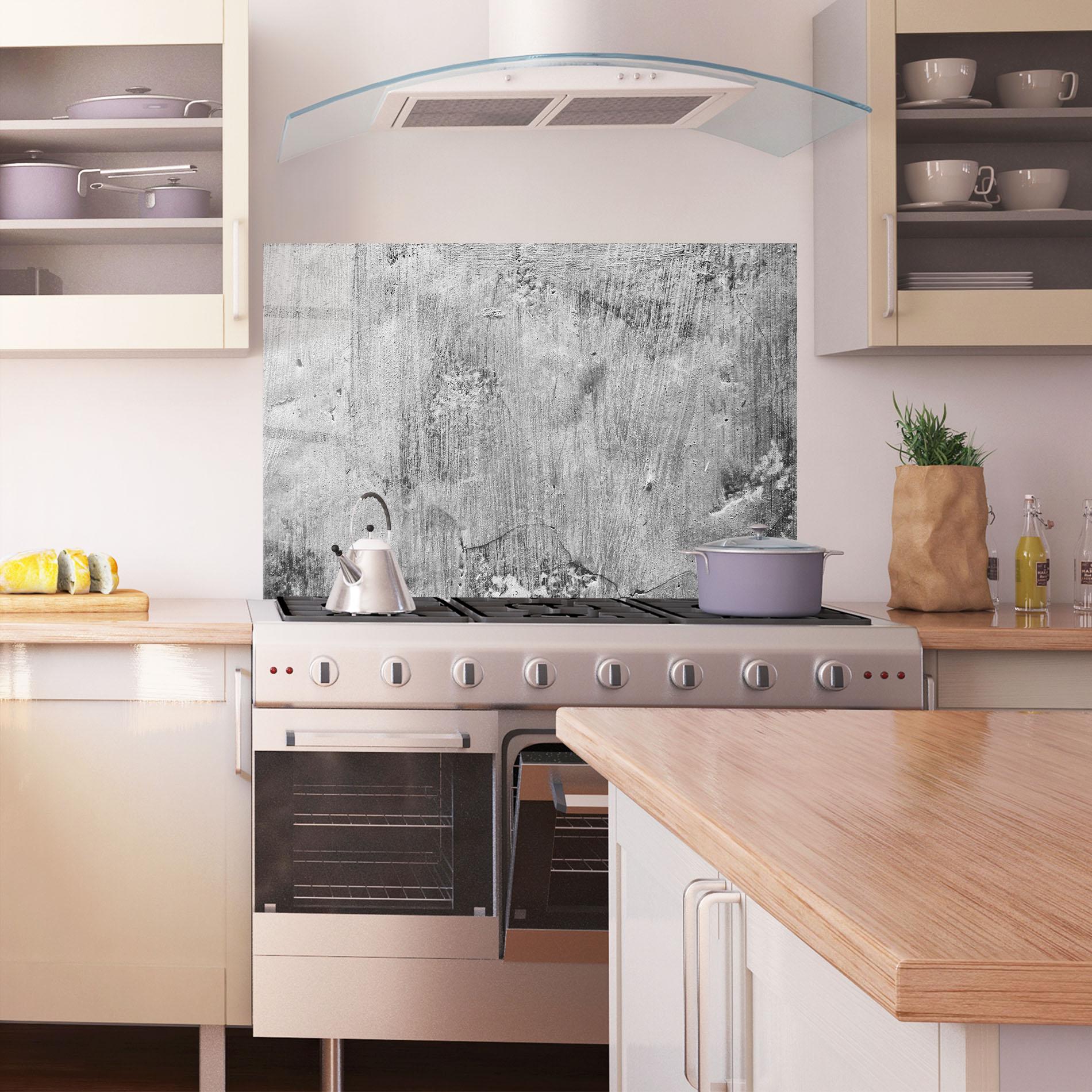 Küchenrückwand Glas Detail Cement mockup 1