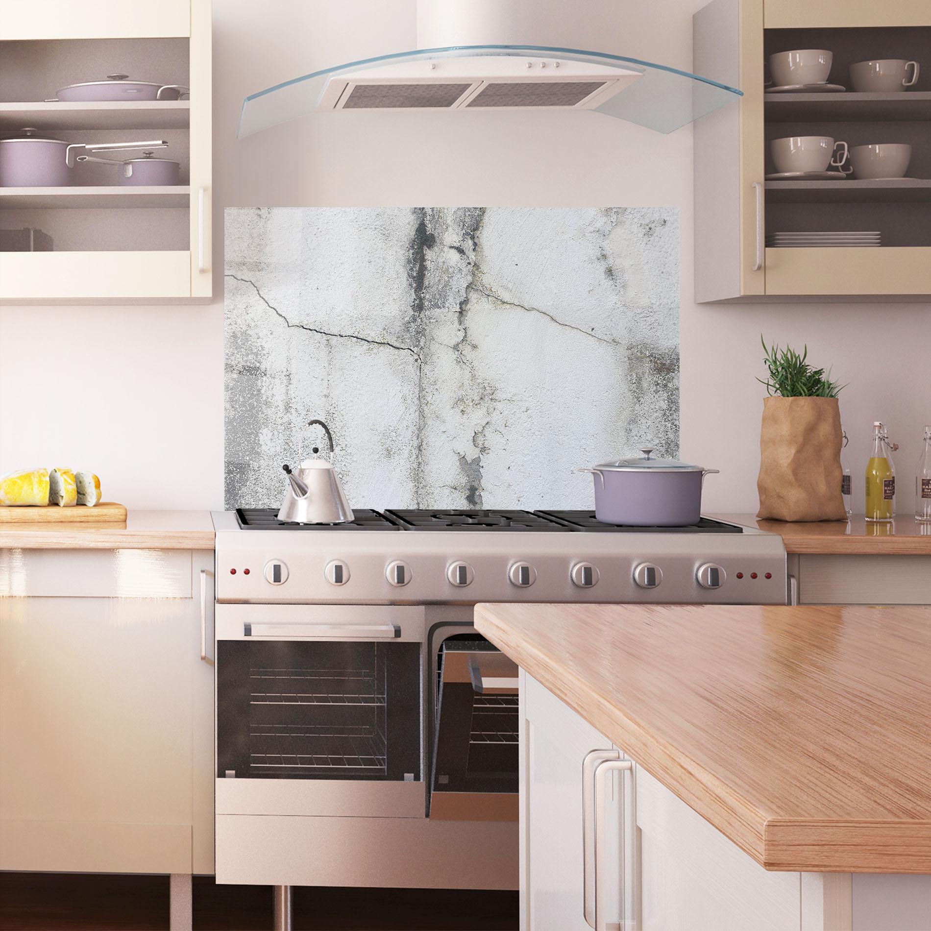 Küchenrückwand Glas Little Cracks Ciment mockup 1