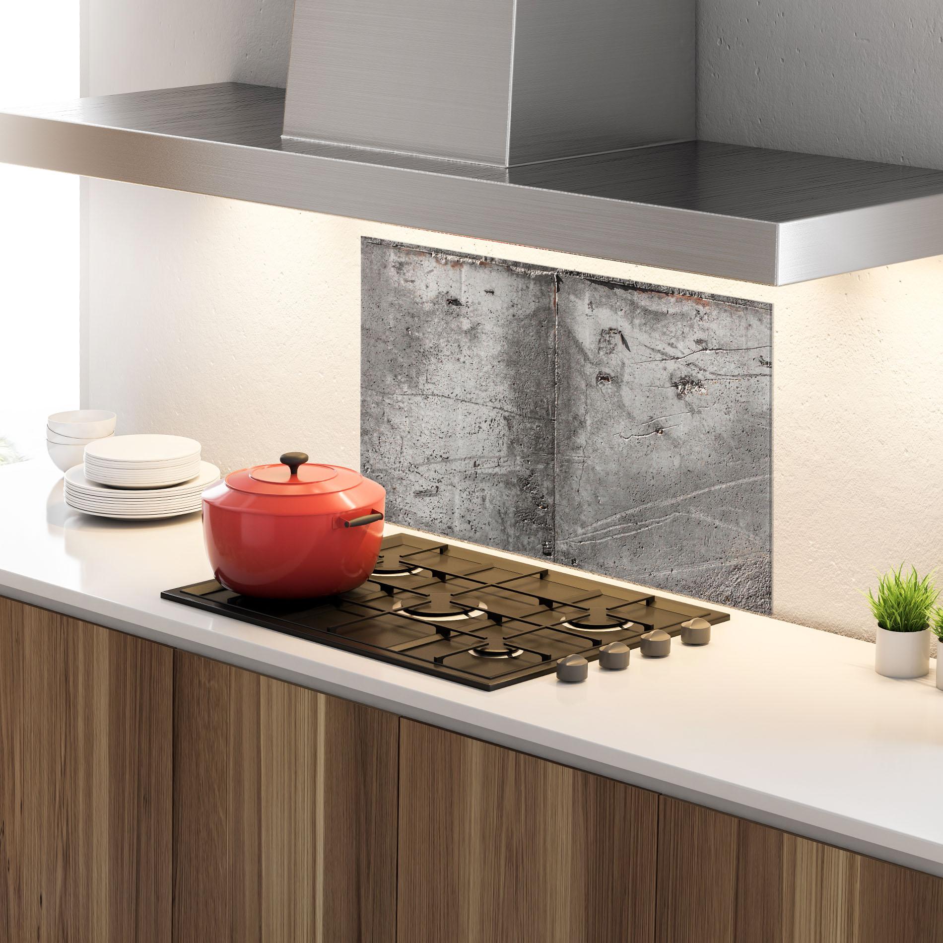 Küchenrückwand Glas Brown Ciment mockup 4