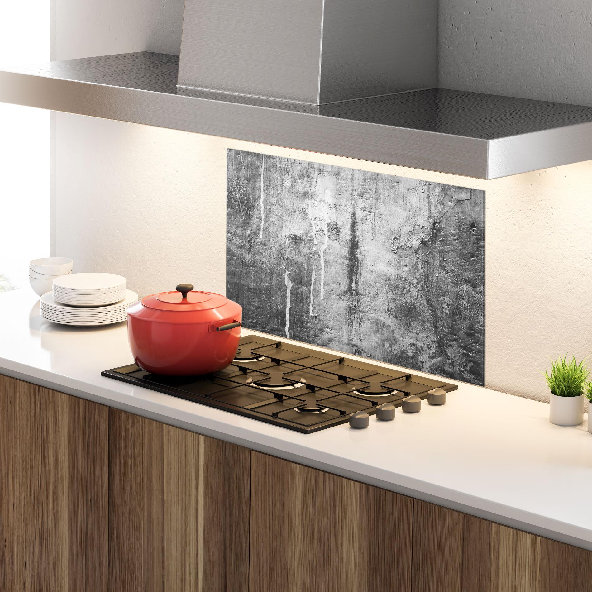 Küchenrückwand Glas Cement Architecture mockup 4