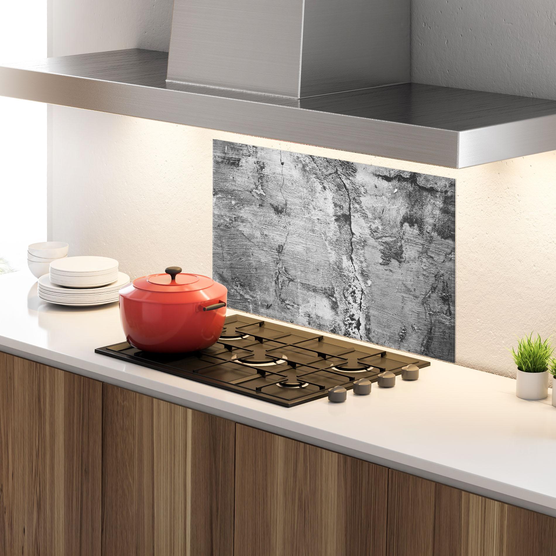 Küchenrückwand Glas Cement Surface mockup 4