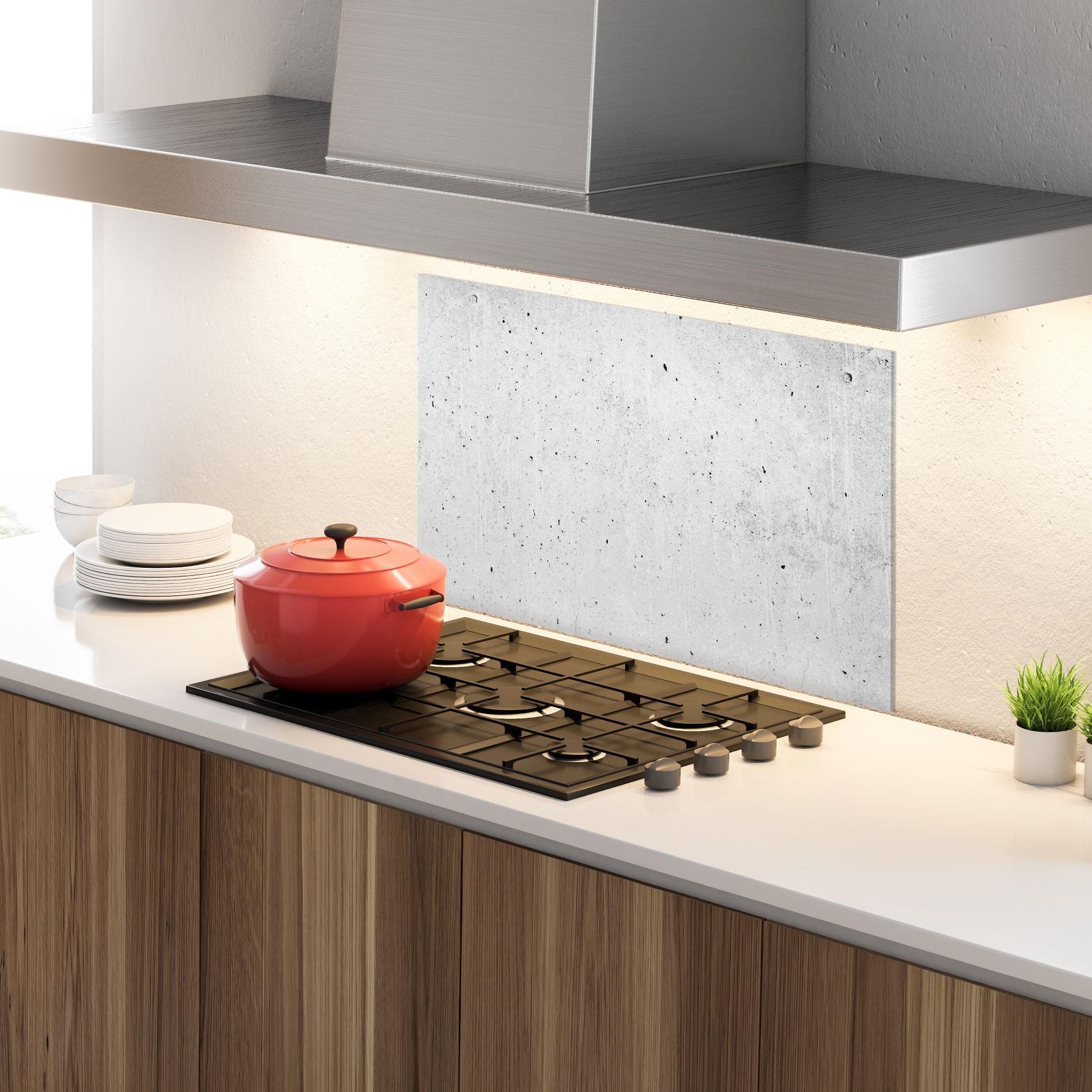 Küchenrückwand Glas Grunge Ciment mockup 4