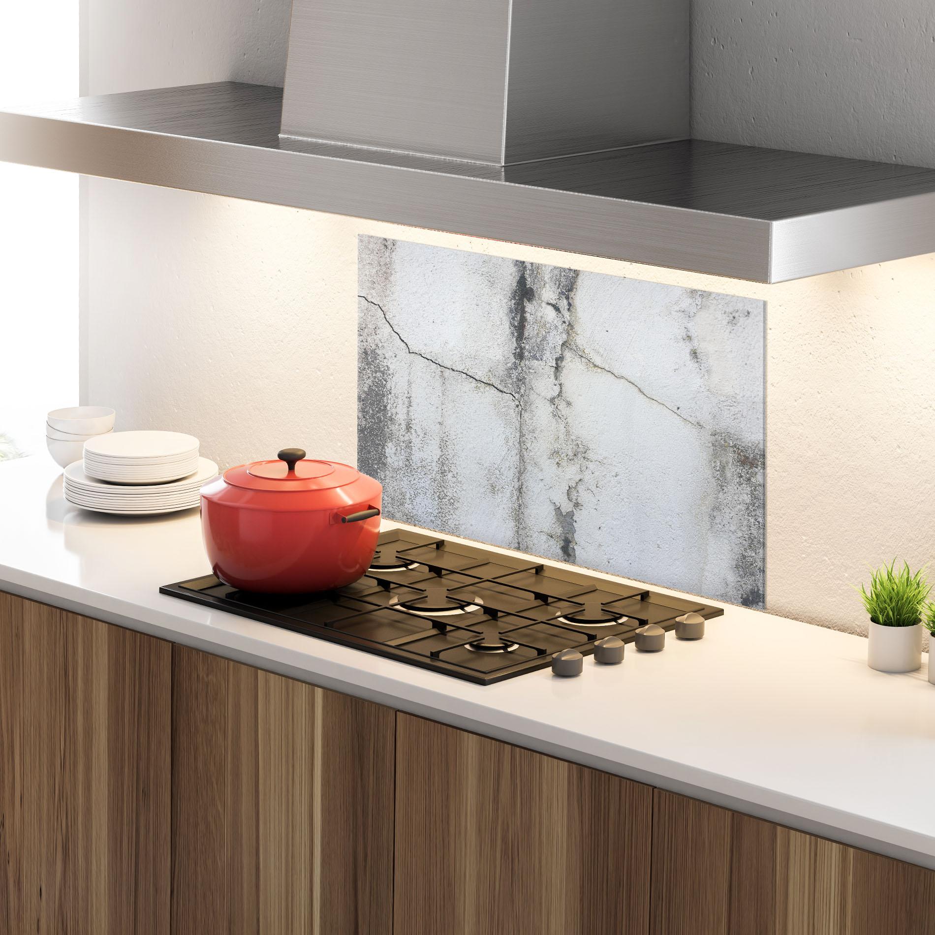 Küchenrückwand Glas Little Cracks Ciment mockup 4