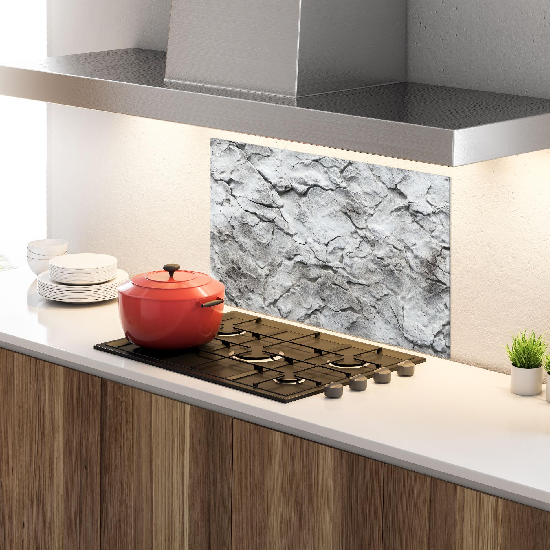 Küchenrückwand Glas Texture Gray Stone Wall mockup 4