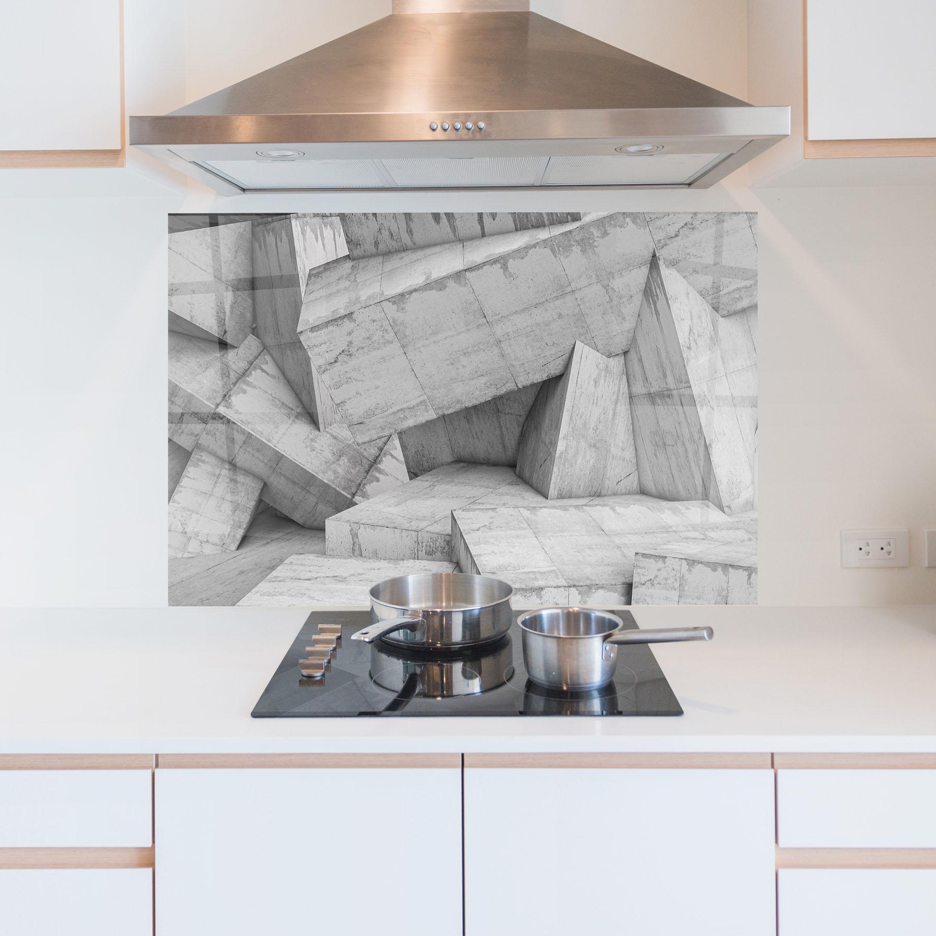 Küchenrückwand Glas Concrete Geometric mockup 5