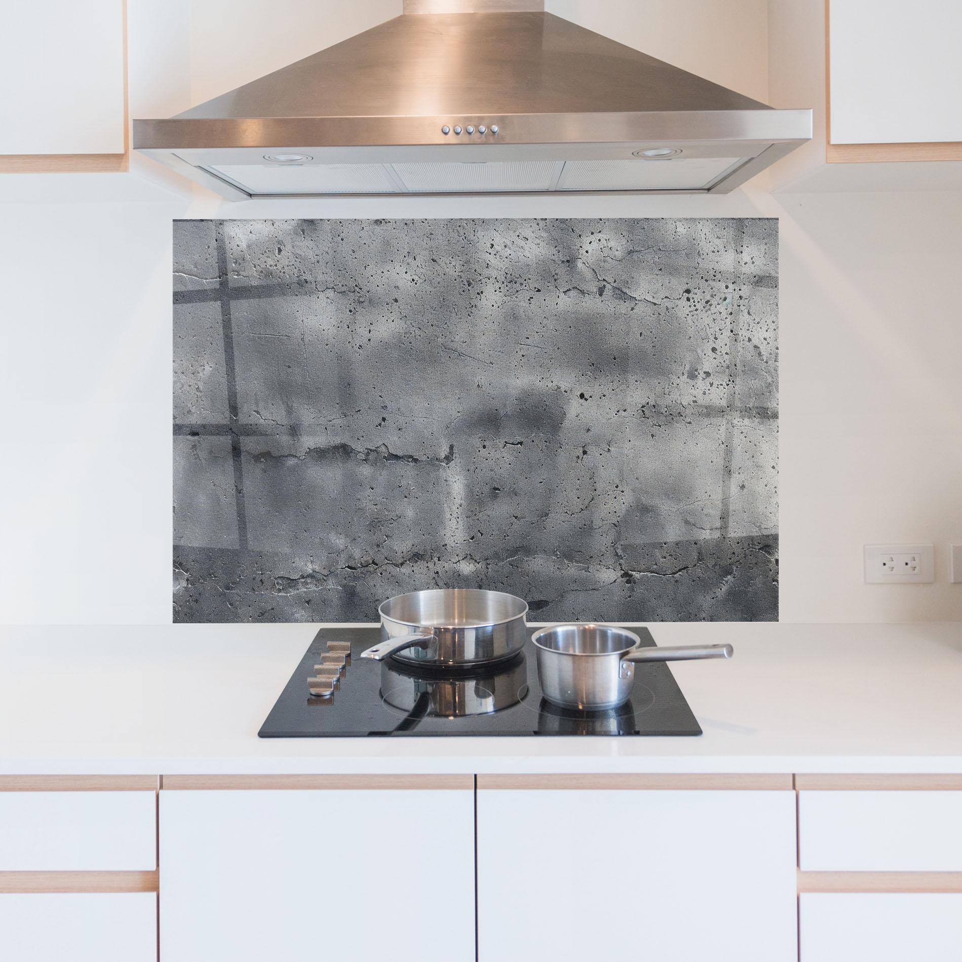 Küchenrückwand Glas Concrete With Scratch mockup 5