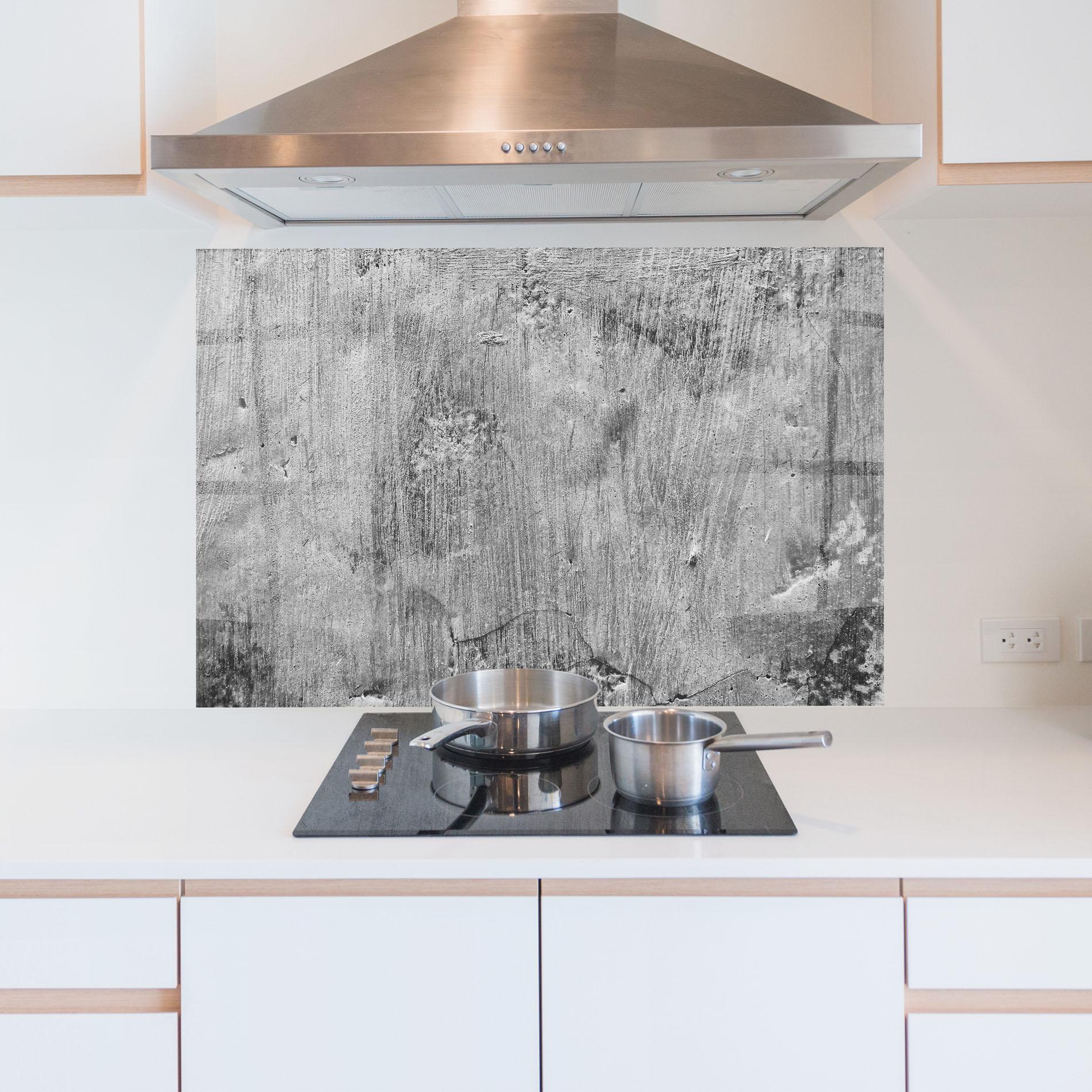 Küchenrückwand Glas Detail Cement mockup 5