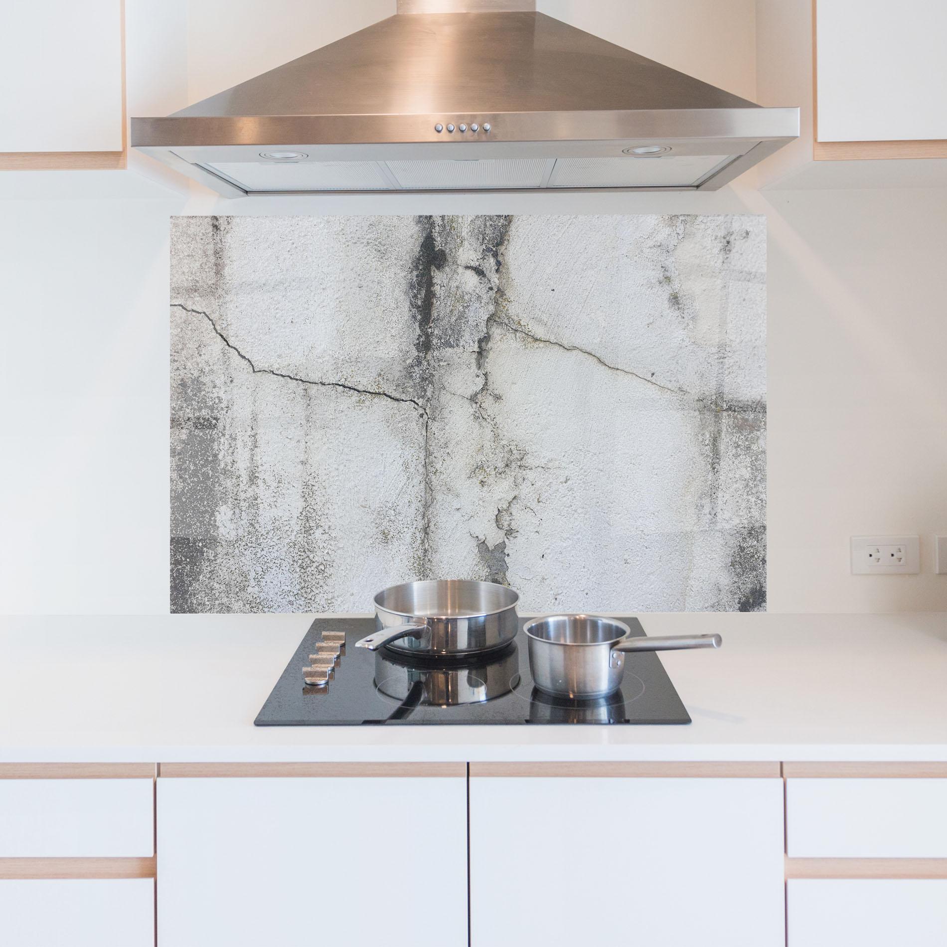 Küchenrückwand Glas Little Cracks Ciment mockup 5