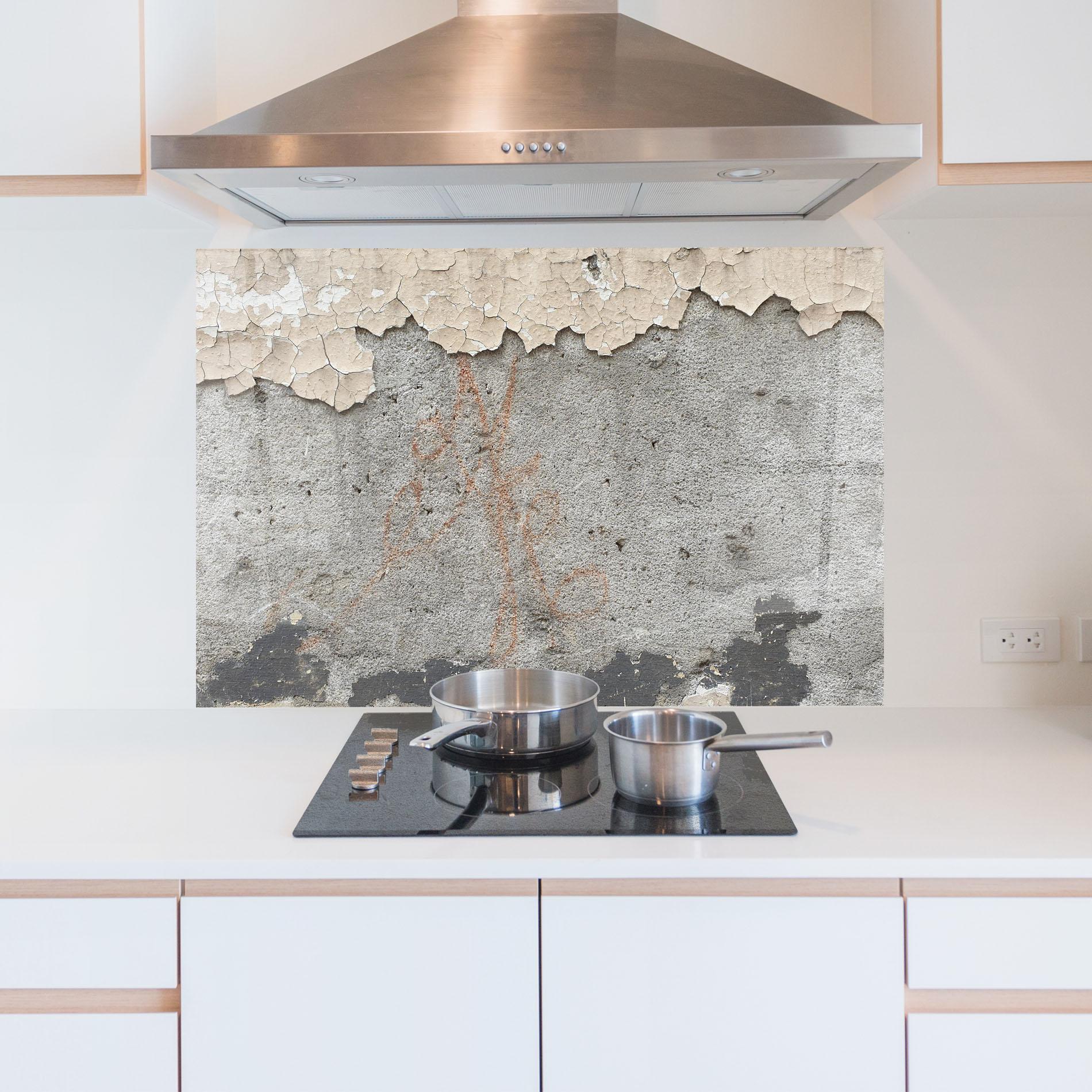 Küchenrückwand Glas Old Rusty Ciment mockup 5