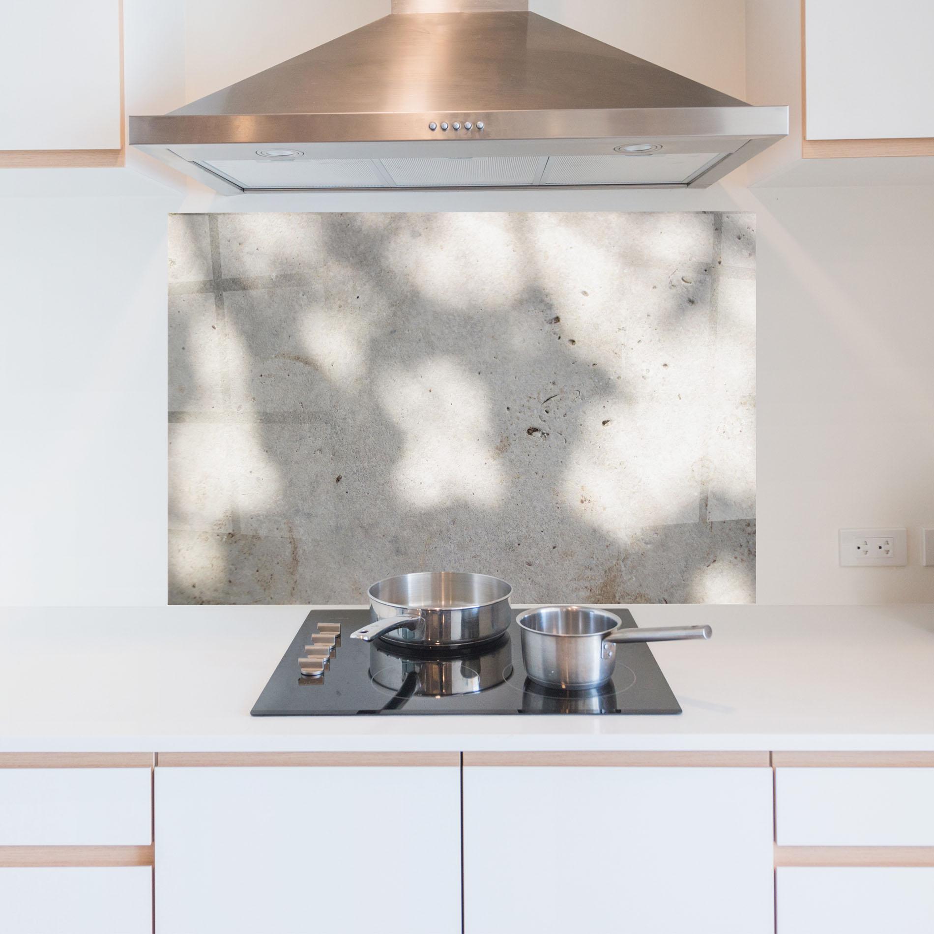 Küchenrückwand Glas Shadows On Cement mockup 5