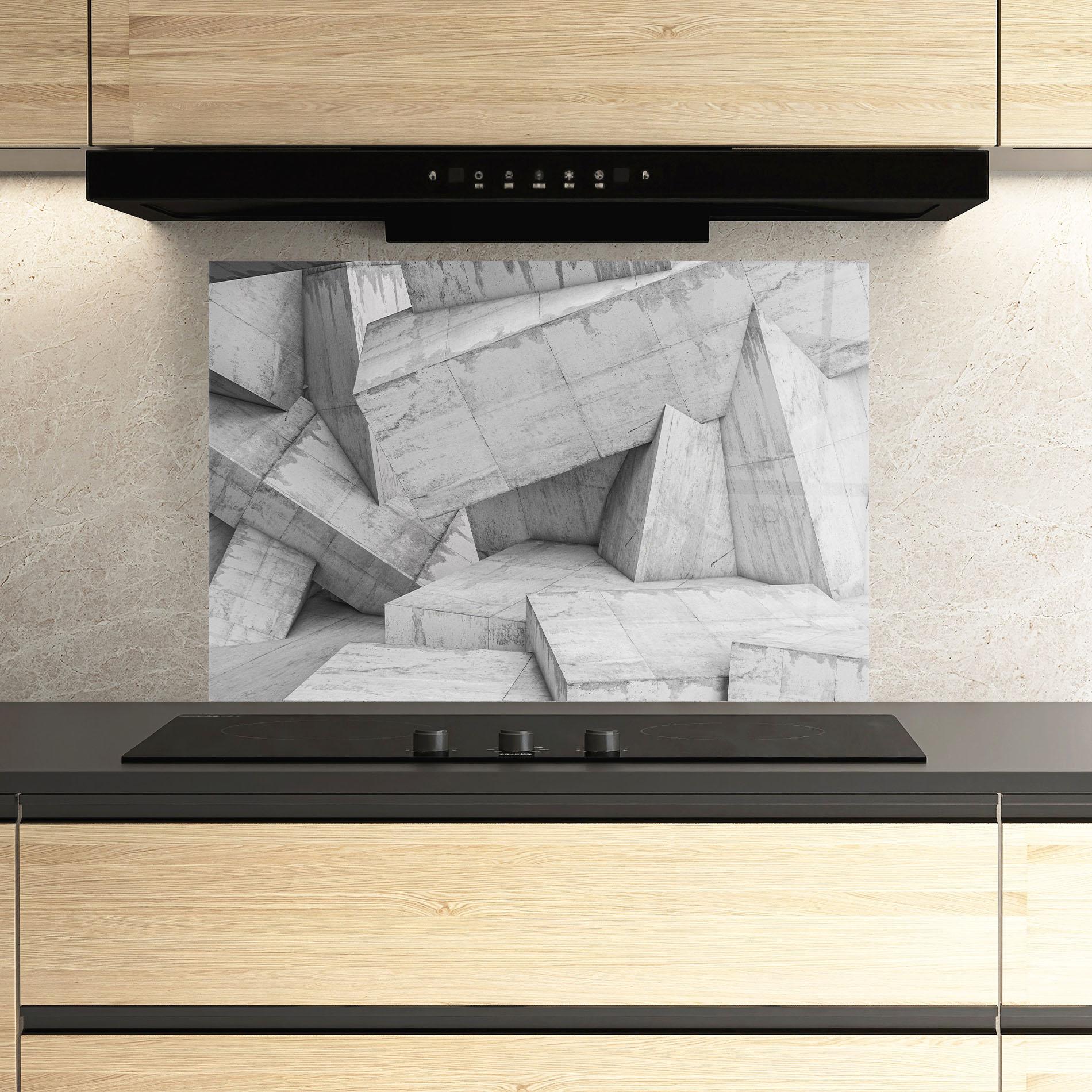 Küchenrückwand Glas Concrete Geometric mockup 3