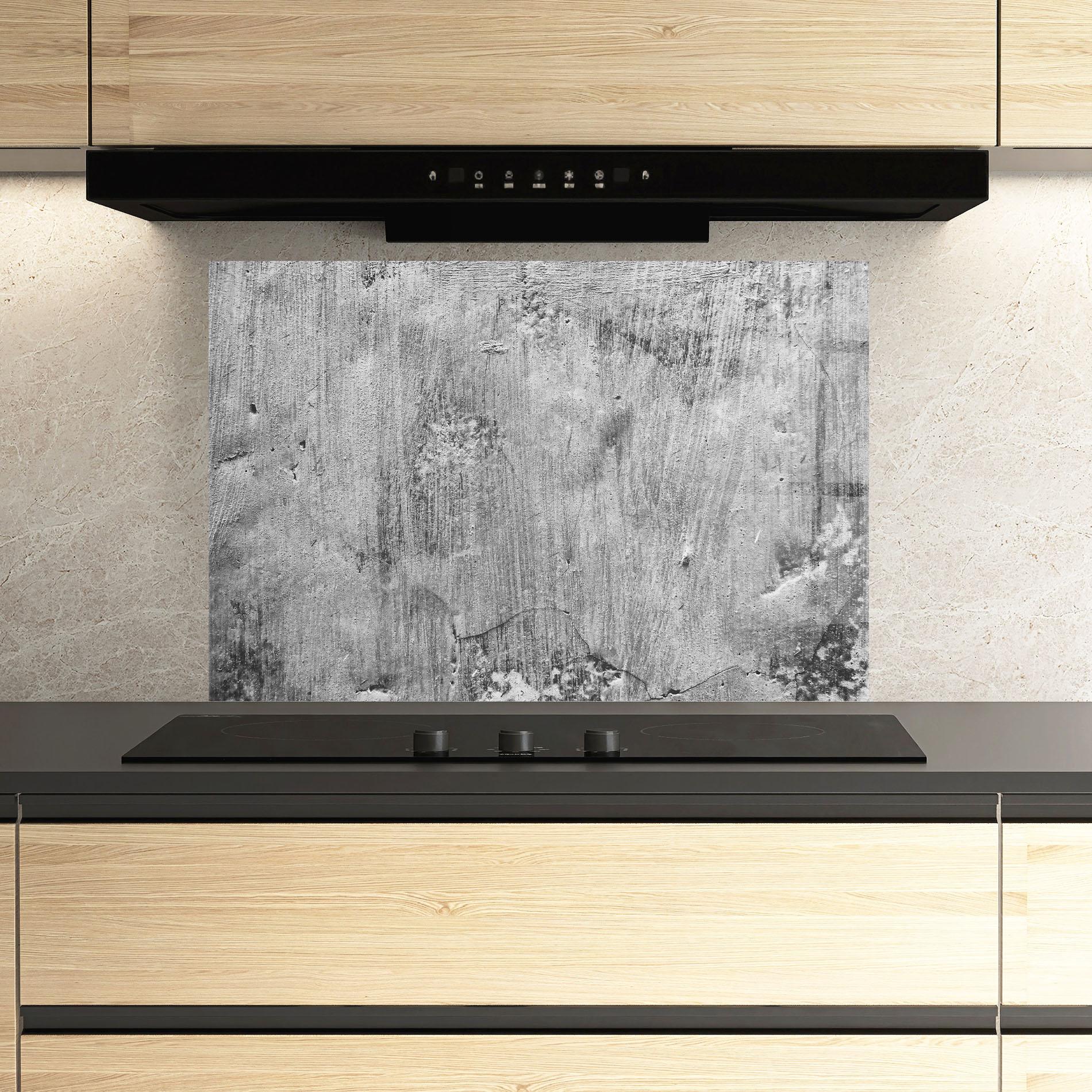 Küchenrückwand Glas Detail Cement mockup 3