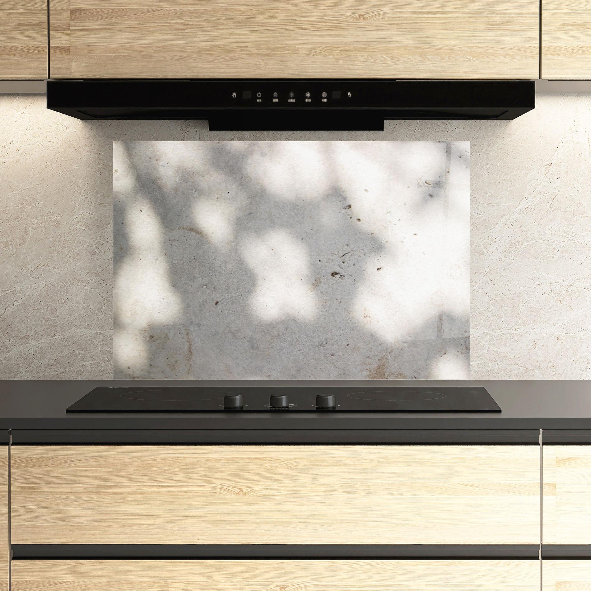 Küchenrückwand Glas Shadows On Cement mockup 3