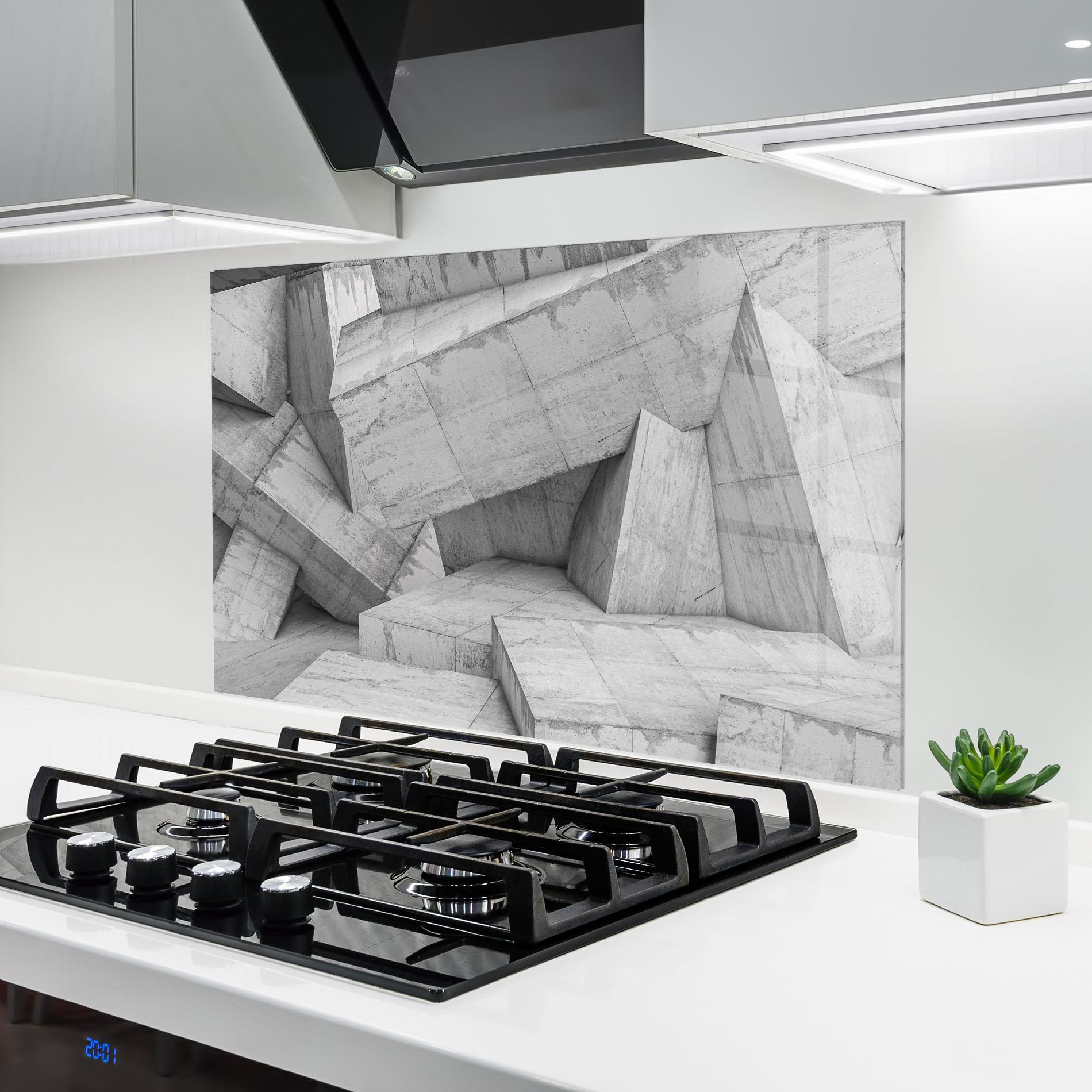 Küchenrückwand Glas Concrete Geometric mockup 6