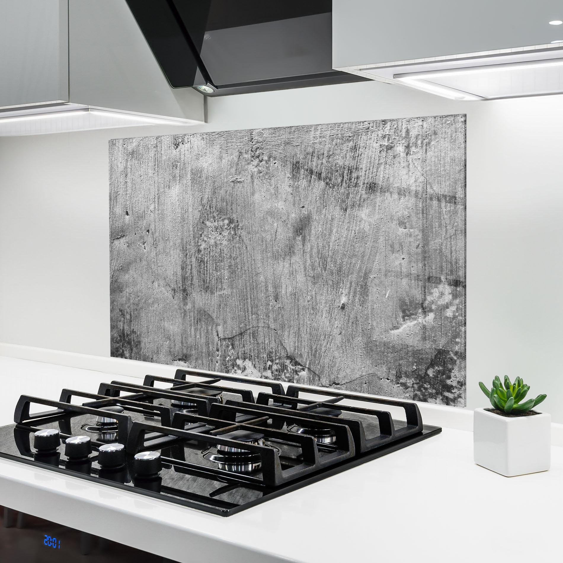 Küchenrückwand Glas Detail Cement mockup 6