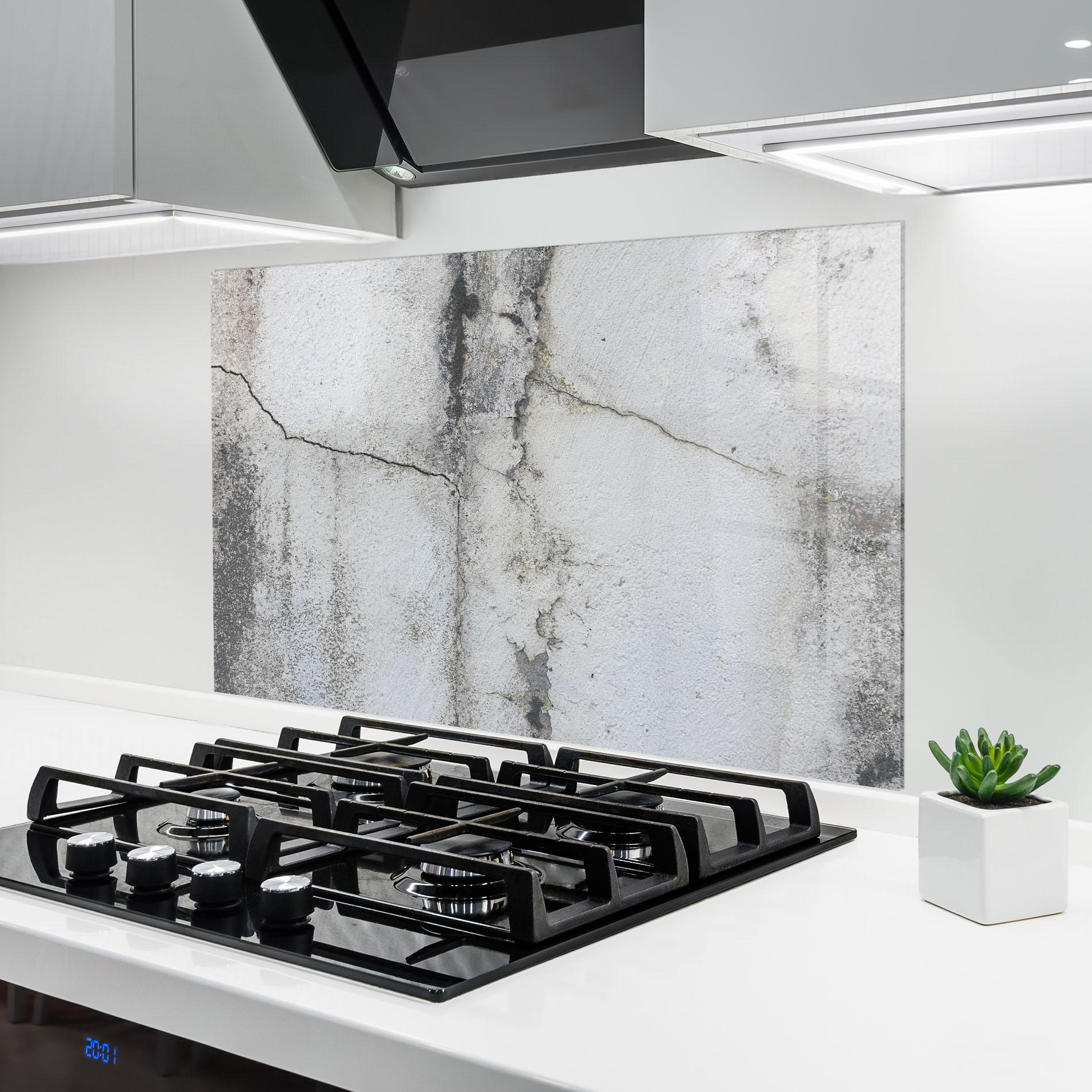 Küchenrückwand Glas Little Cracks Ciment mockup 6