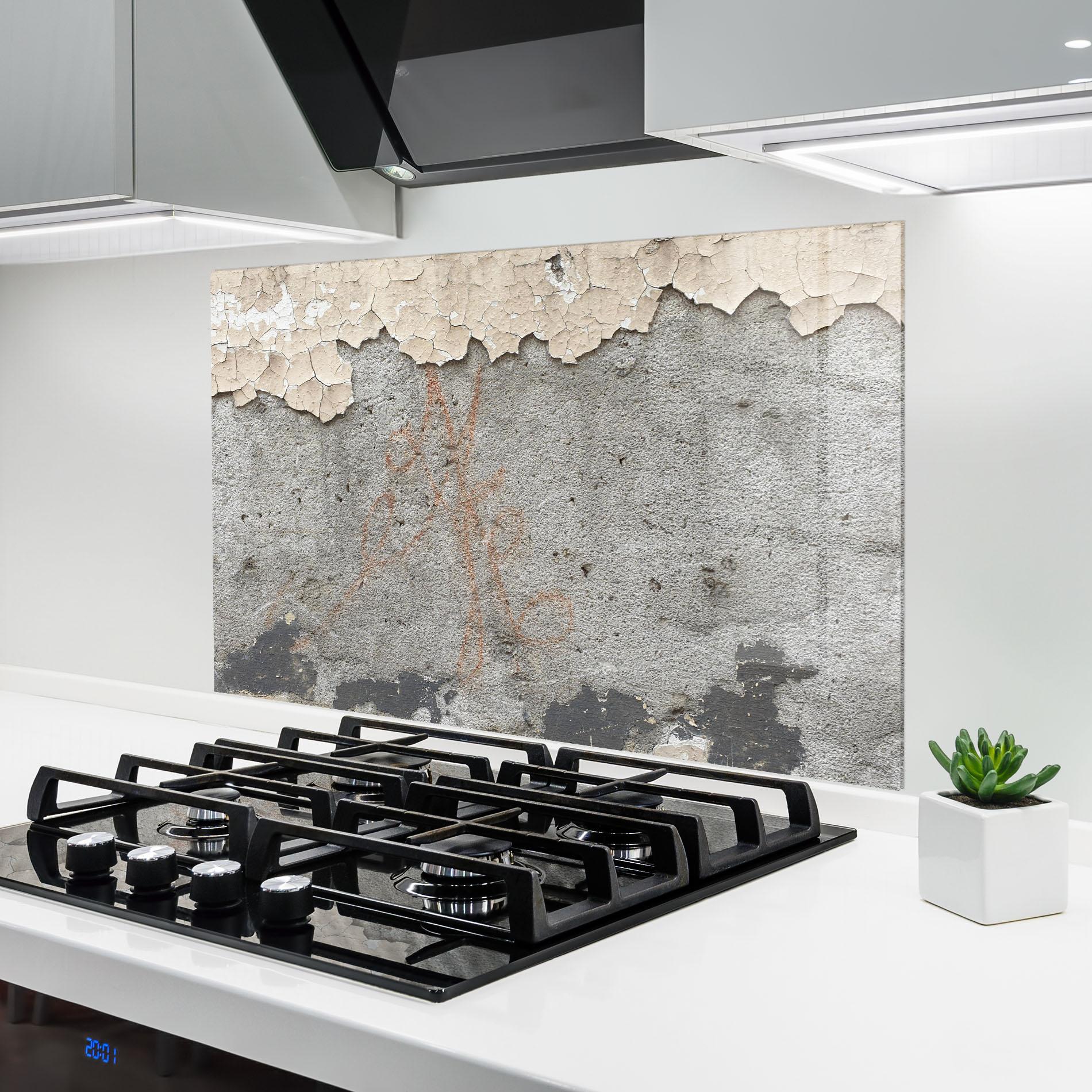 Küchenrückwand Glas Old Rusty Ciment mockup 6