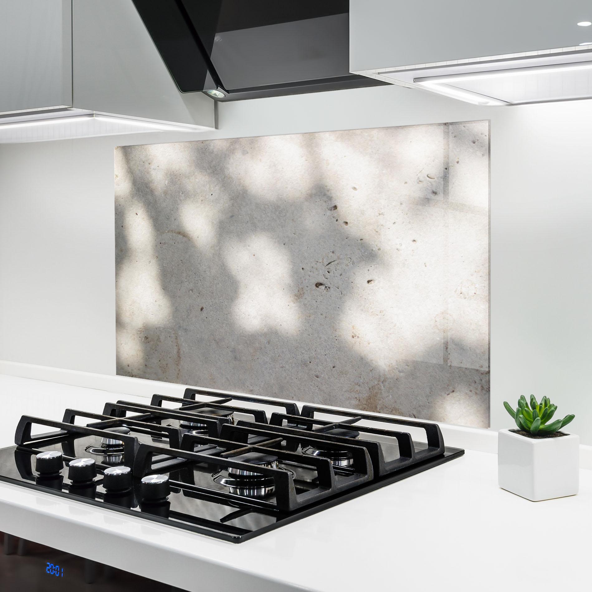 Küchenrückwand Glas Shadows On Cement mockup 6