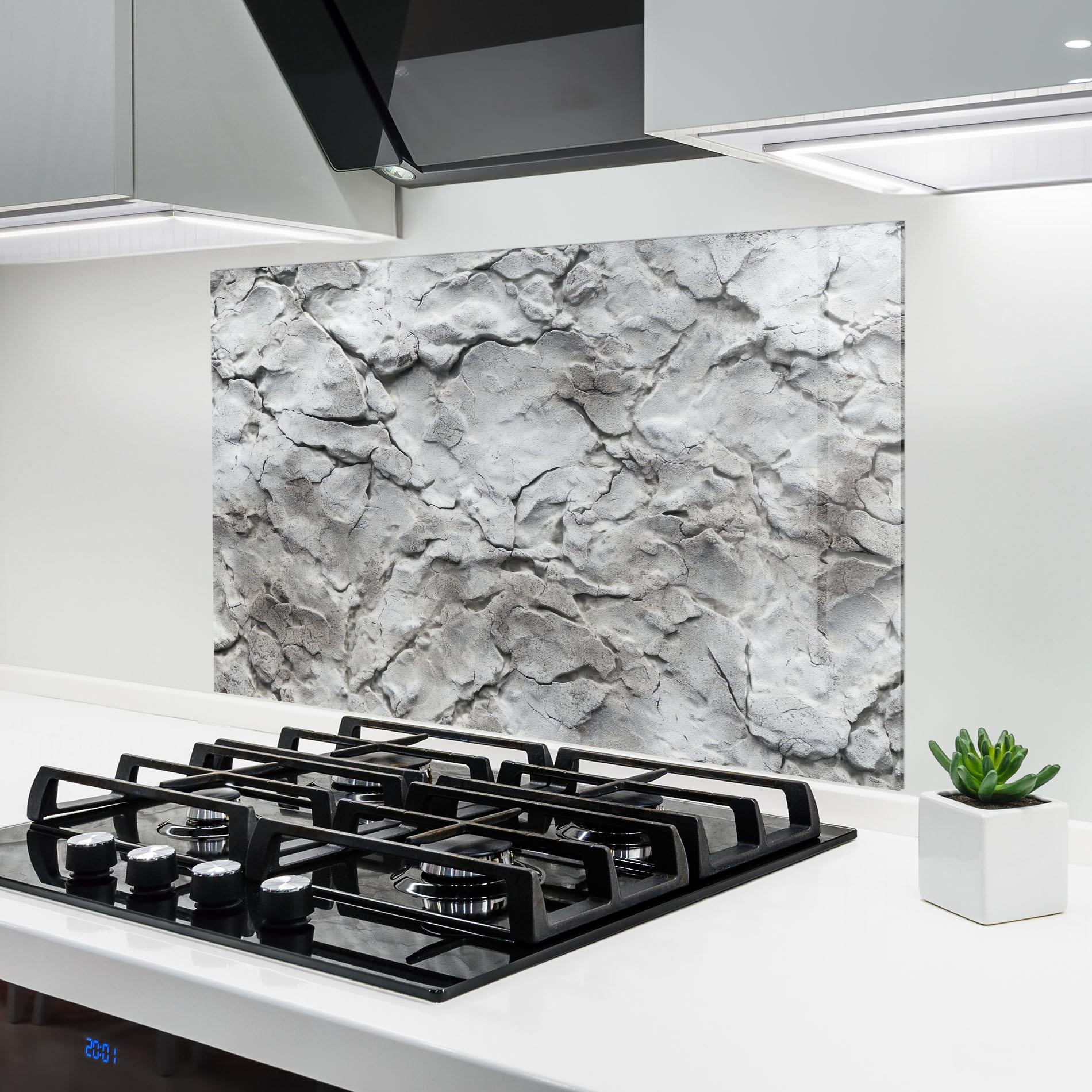 Küchenrückwand Glas Texture Gray Stone Wall mockup 6