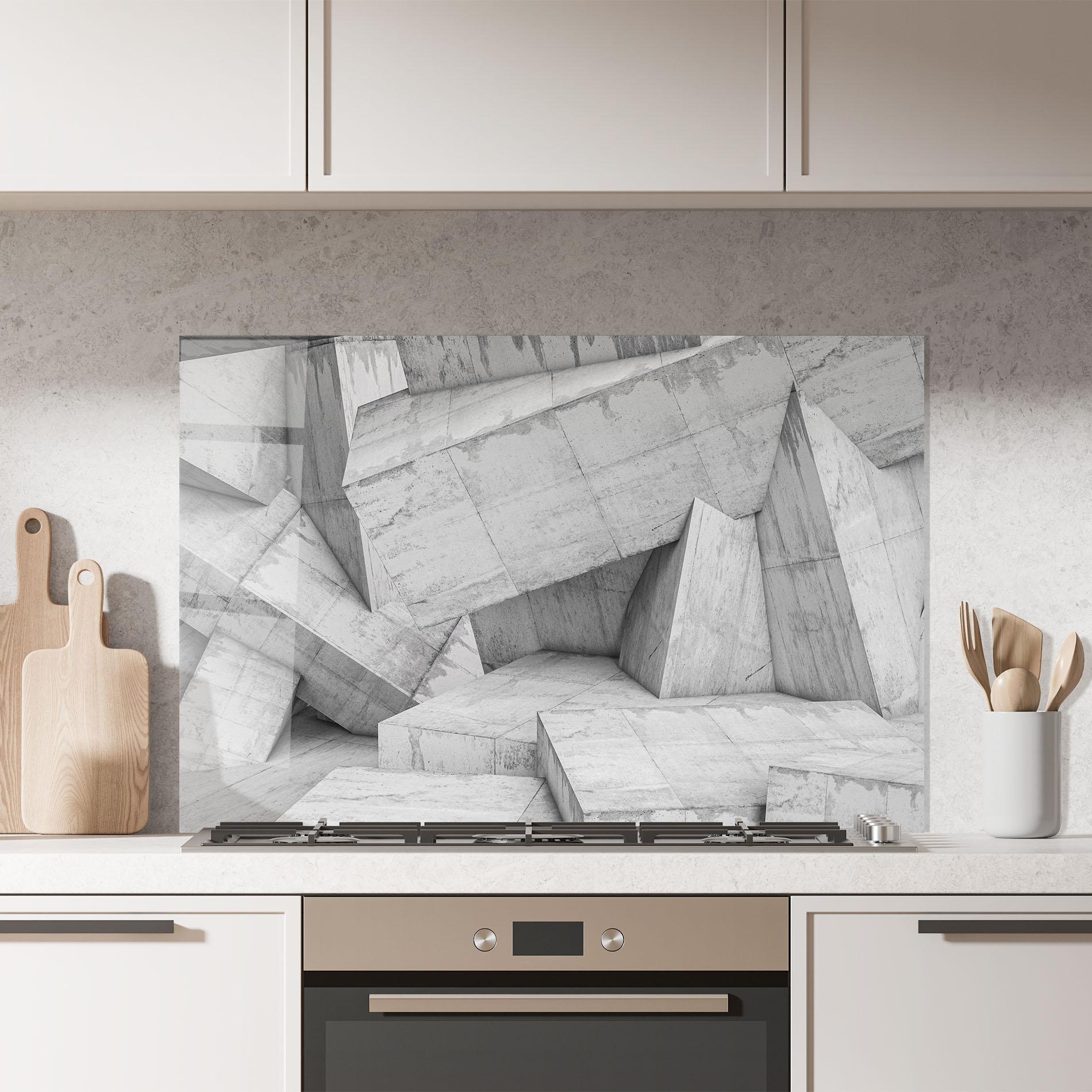 Küchenrückwand Glas Concrete Geometric mockup 7
