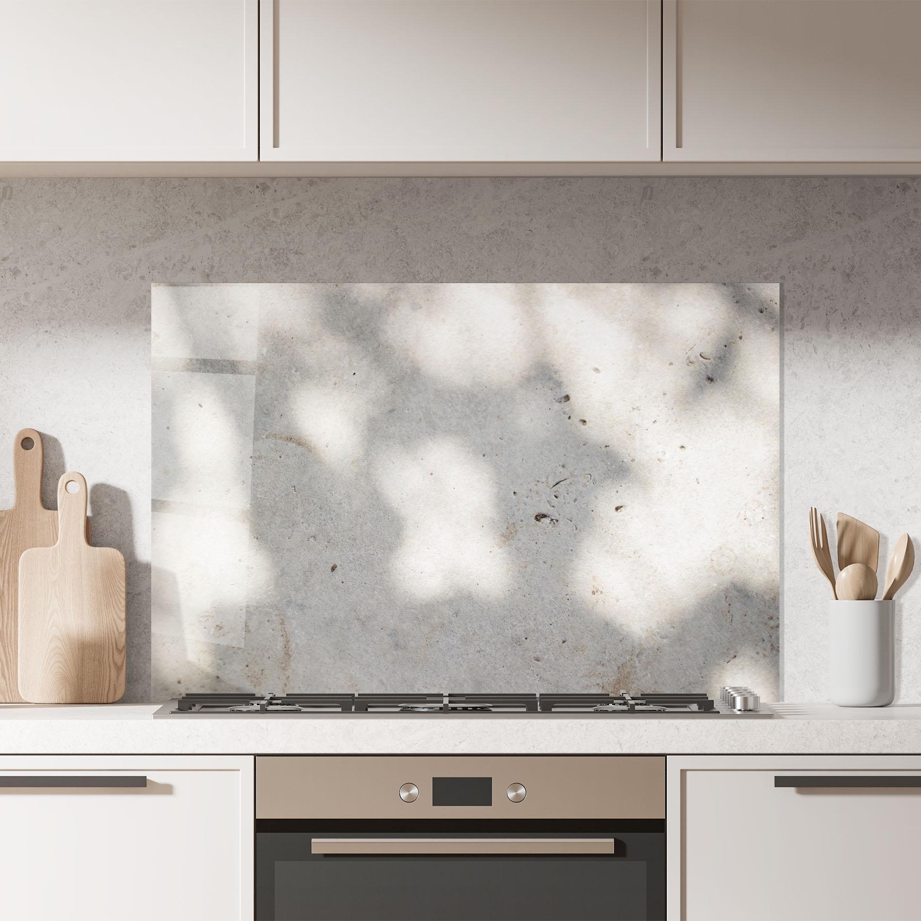 Küchenrückwand Glas Shadows On Cement mockup 7