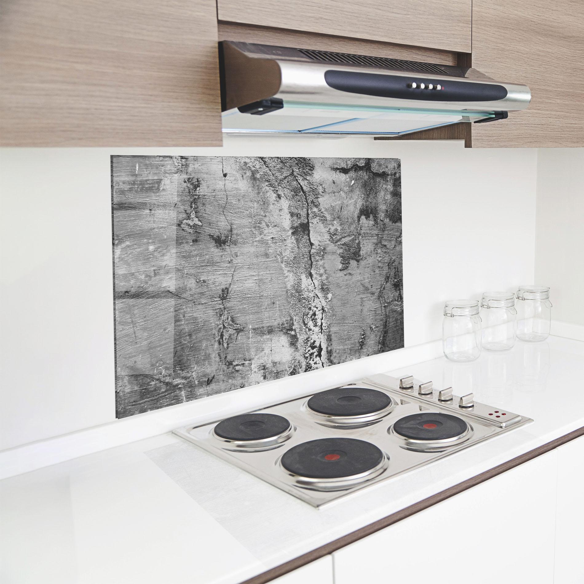 Küchenrückwand Glas Cement Surface mockup 8