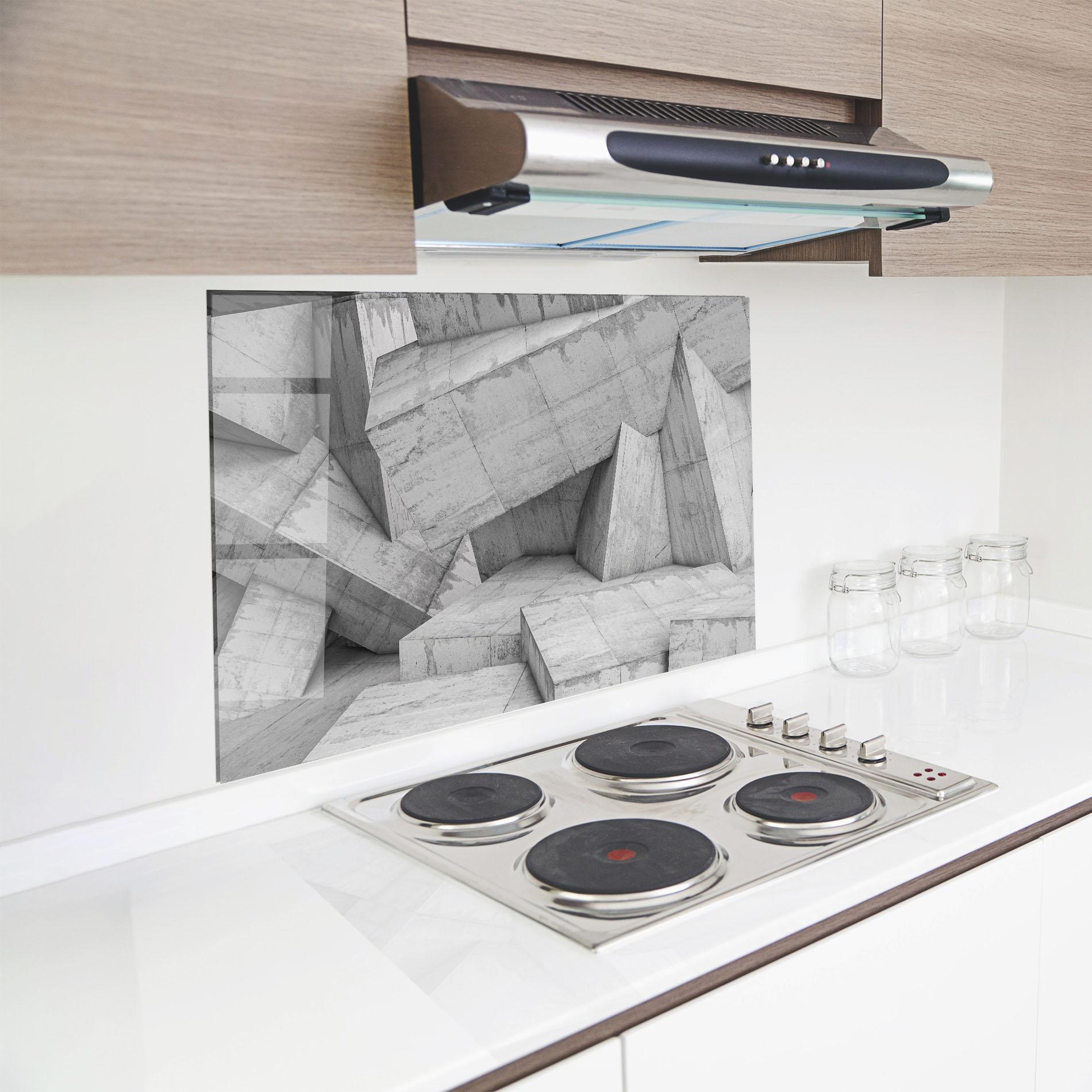 Küchenrückwand Glas Concrete Geometric mockup 8