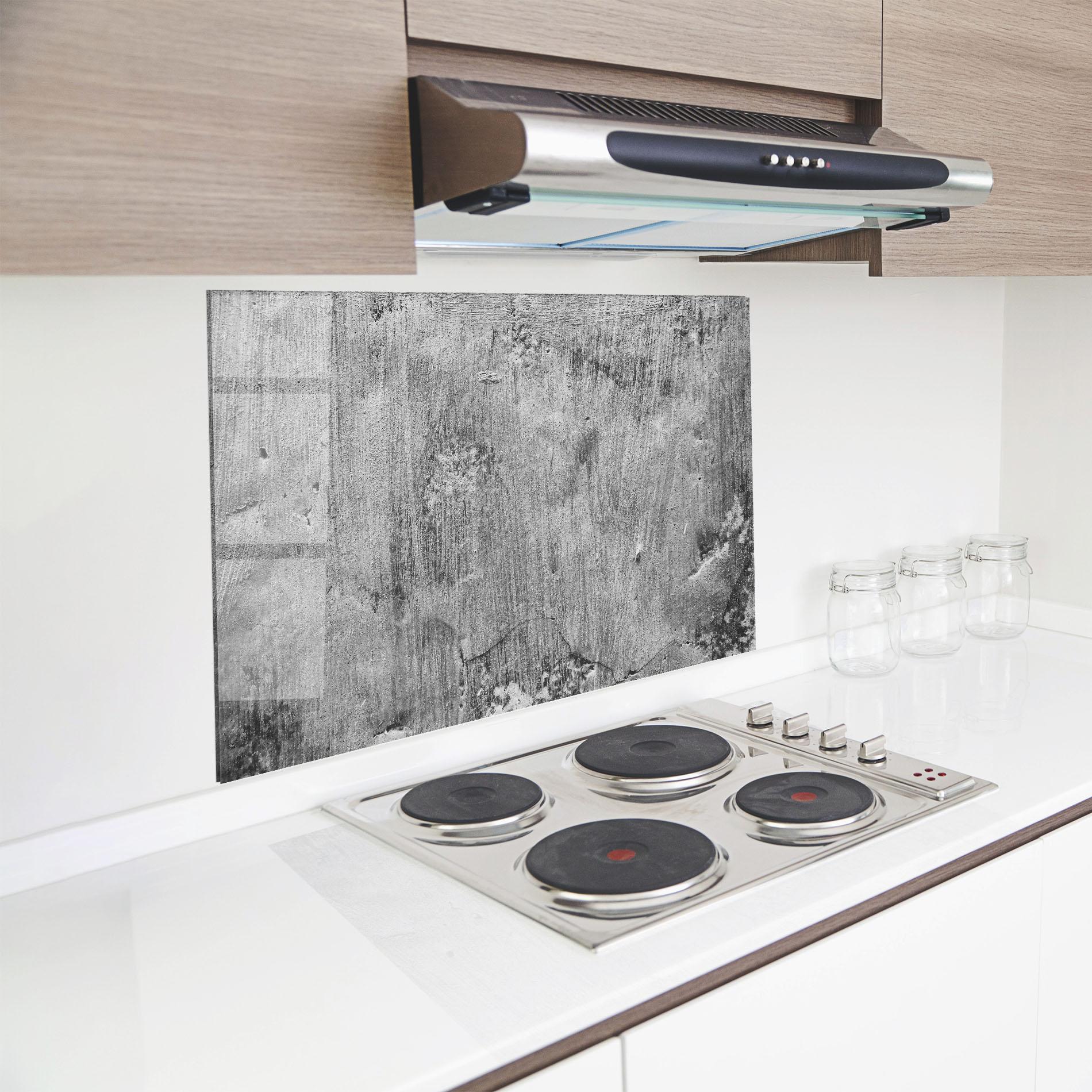 Küchenrückwand Glas Detail Cement mockup 8