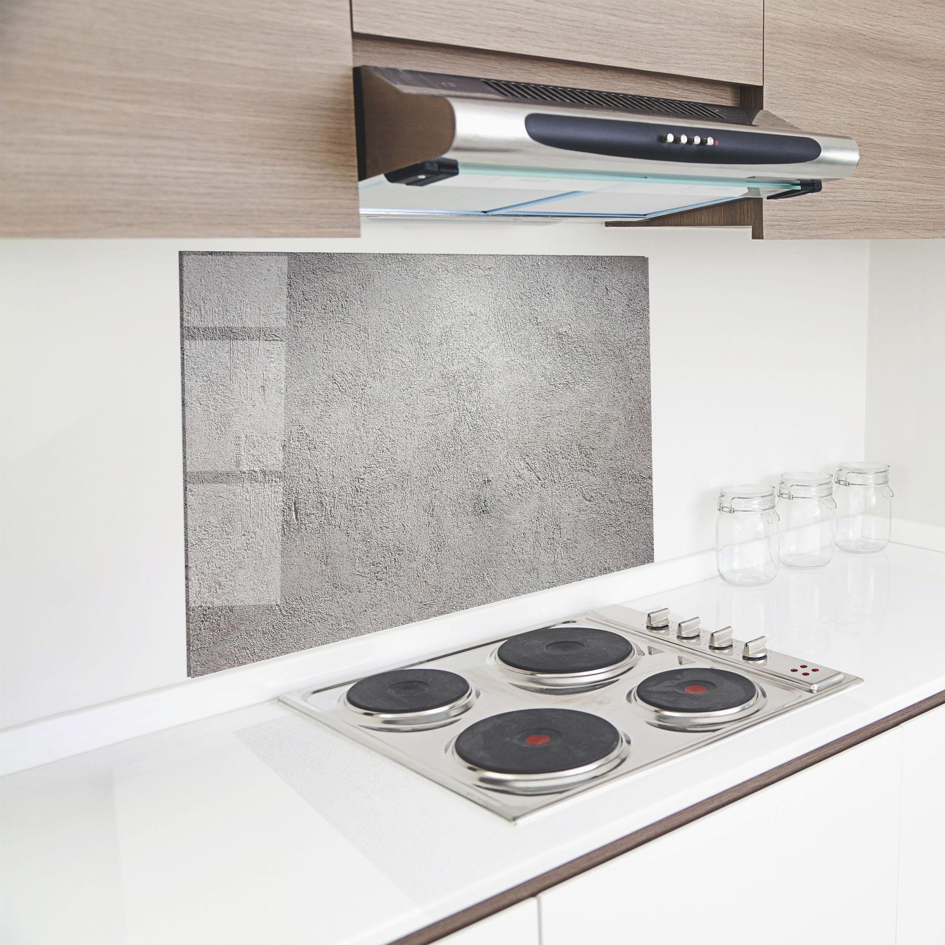 Küchenrückwand Glas Grey Texture Ciment mockup 8