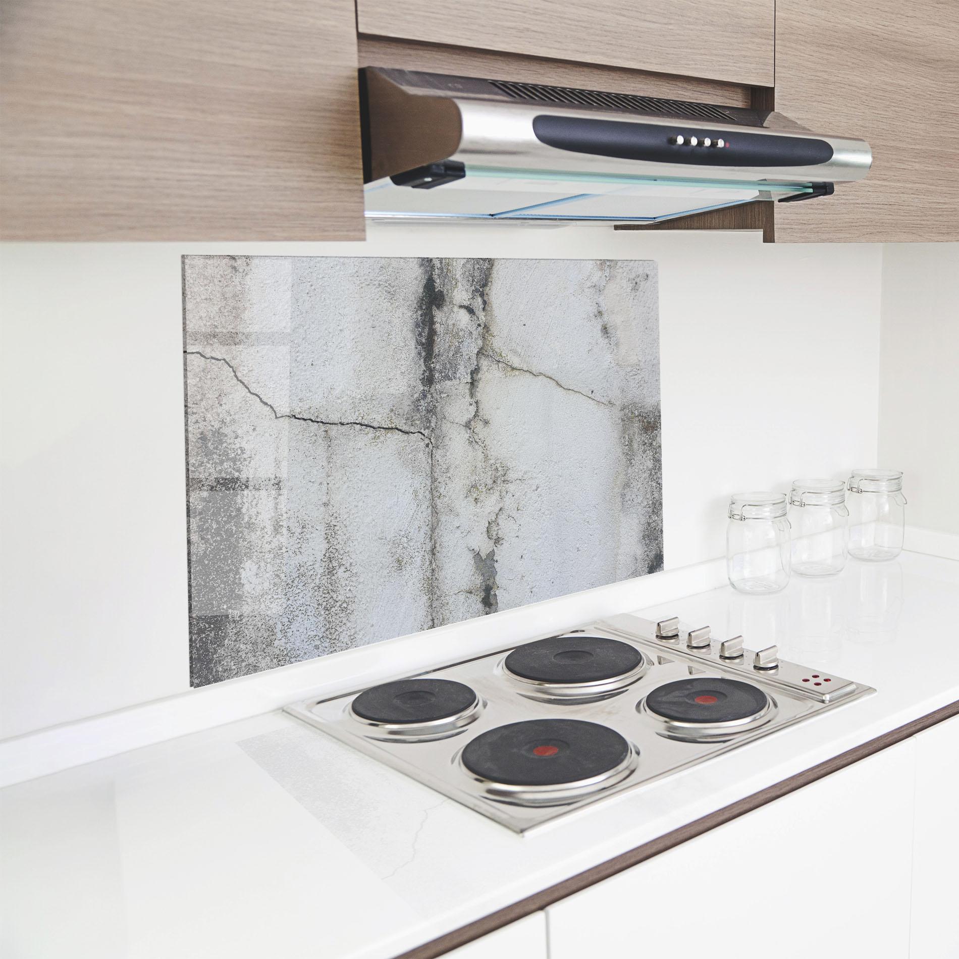 Küchenrückwand Glas Little Cracks Ciment mockup 8