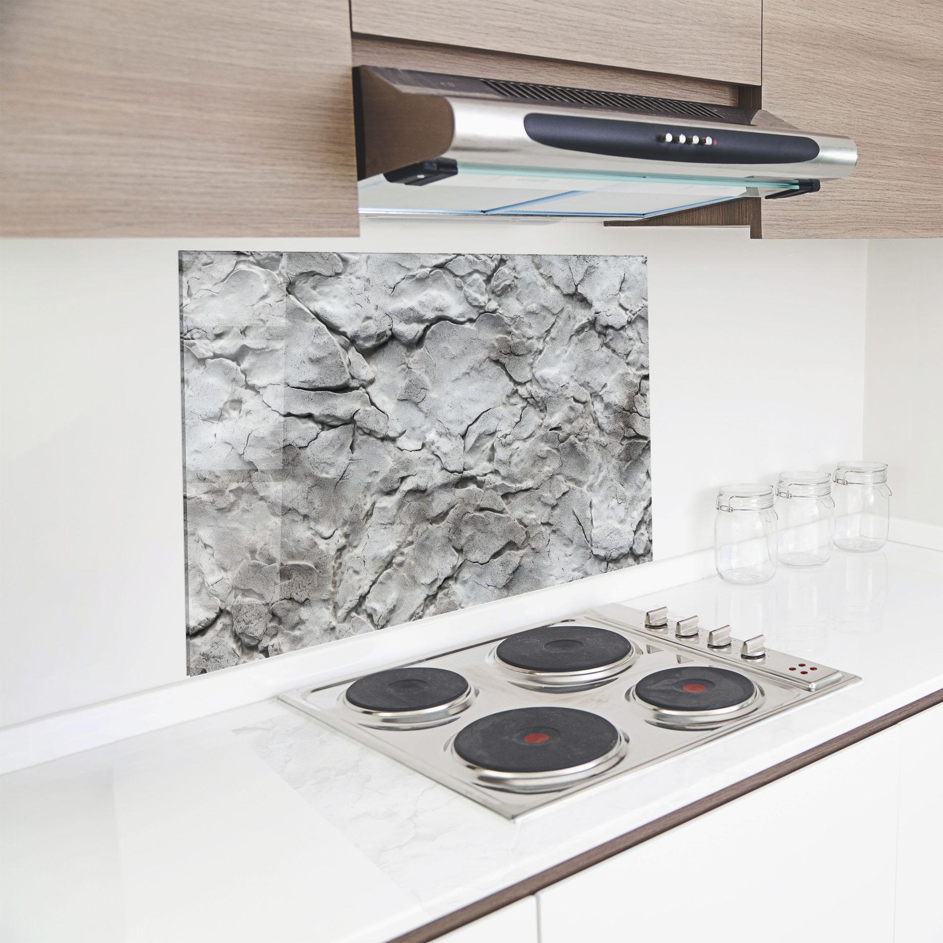 Küchenrückwand Glas Texture Gray Stone Wall mockup 8