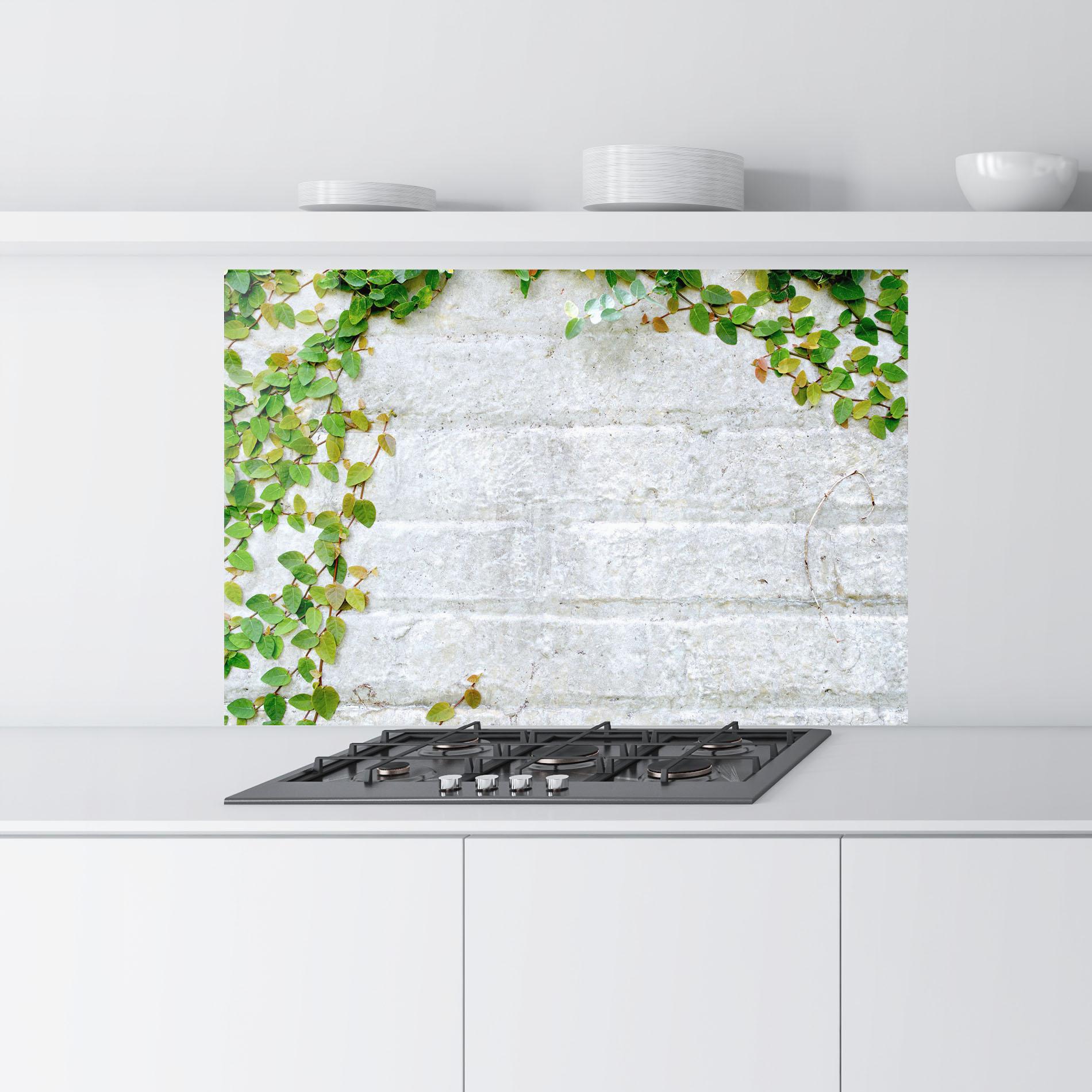 Küchenrückwand Glas Bricks With Leaves mockup 9