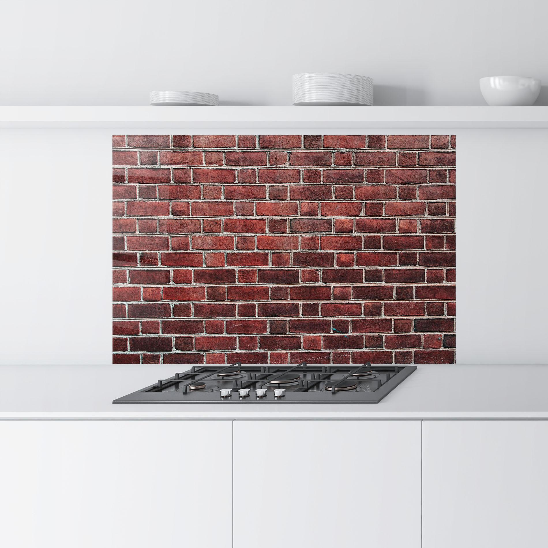 Küchenrückwand Glas Burgundy Bricks mockup 9