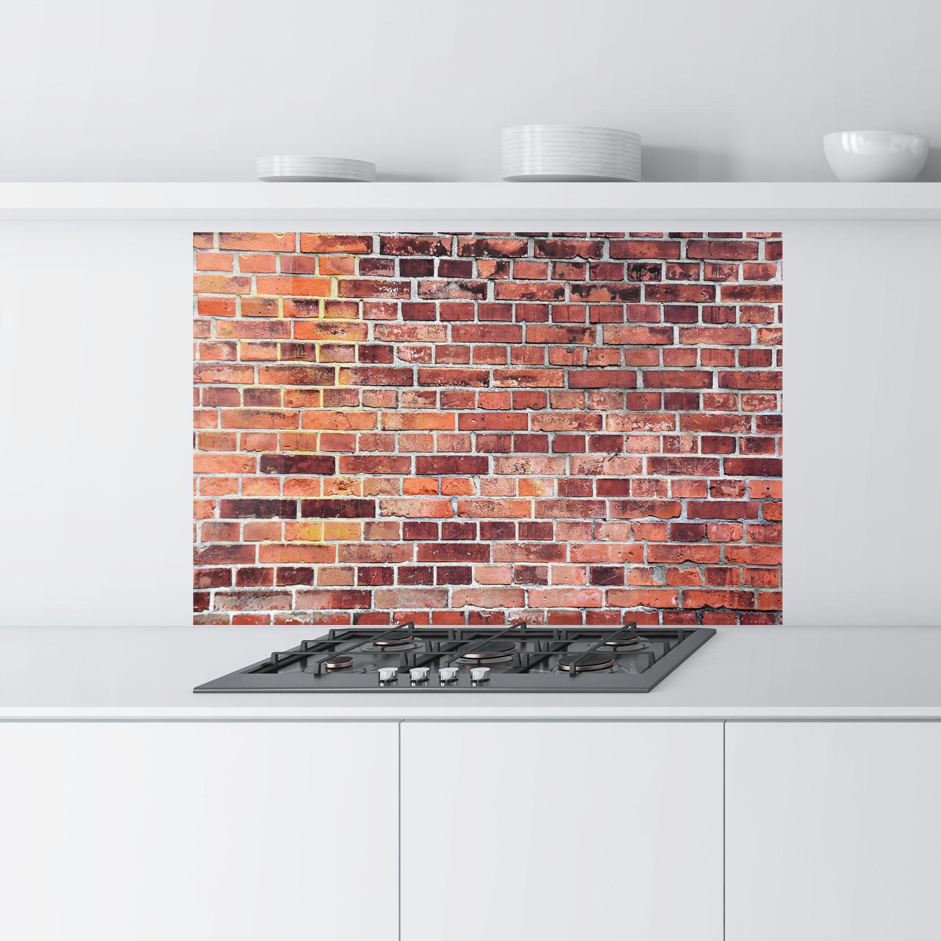 Küchenrückwand Glas Dirty Bricks mockup 9