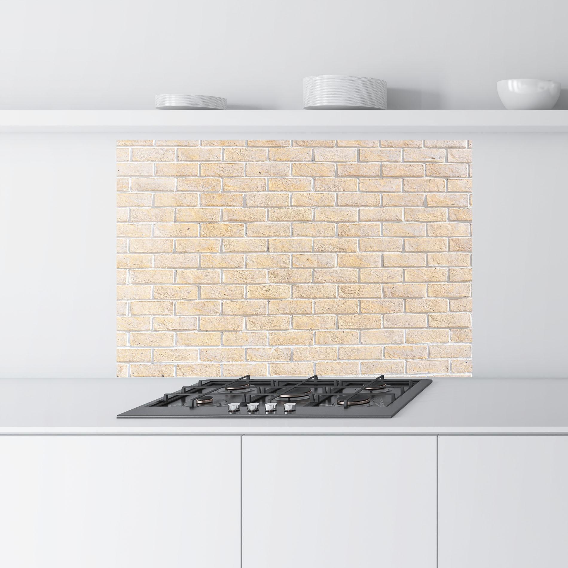 Küchenrückwand Glas Rough Bricks mockup 9