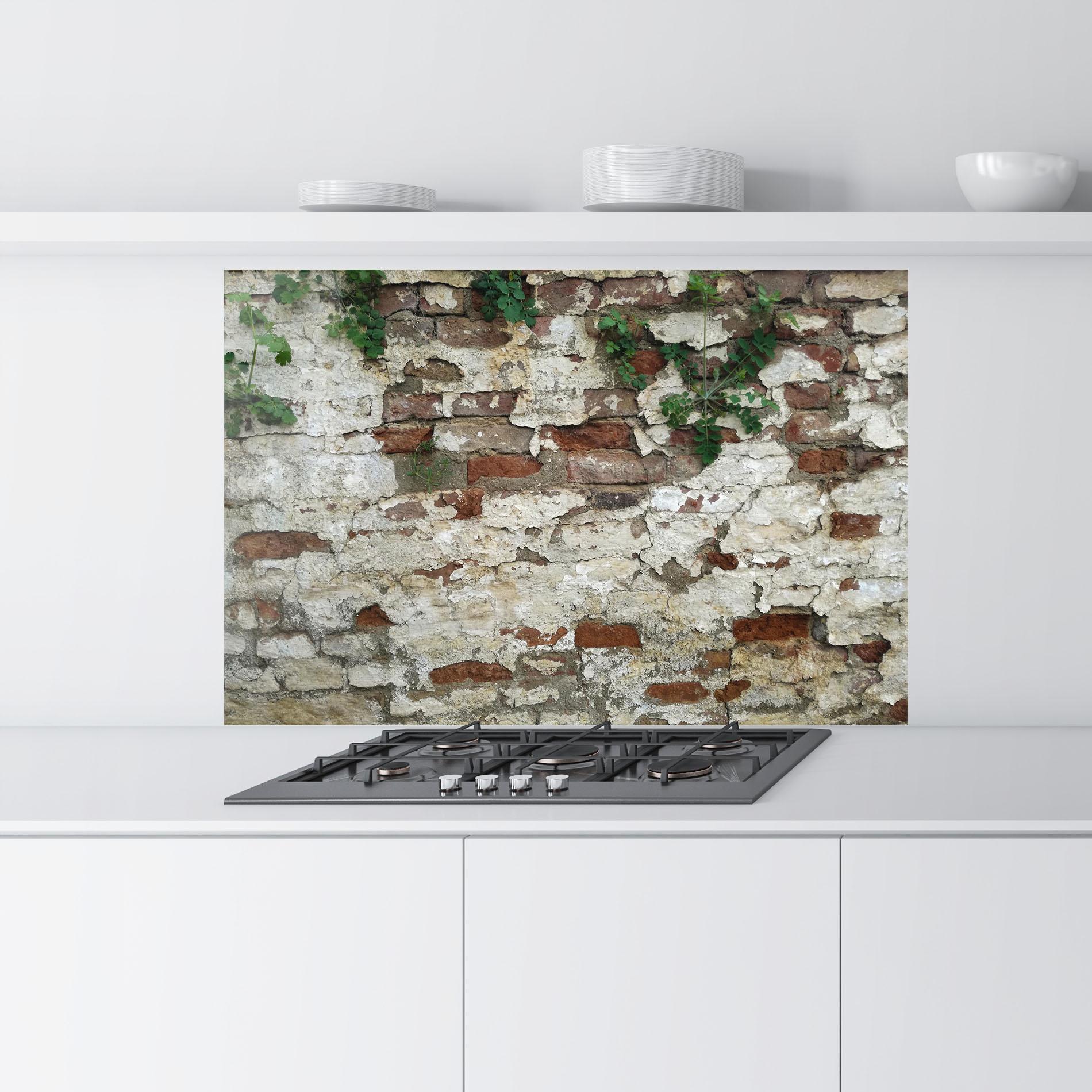 Küchenrückwand Glas Shabby Bricks mockup 9