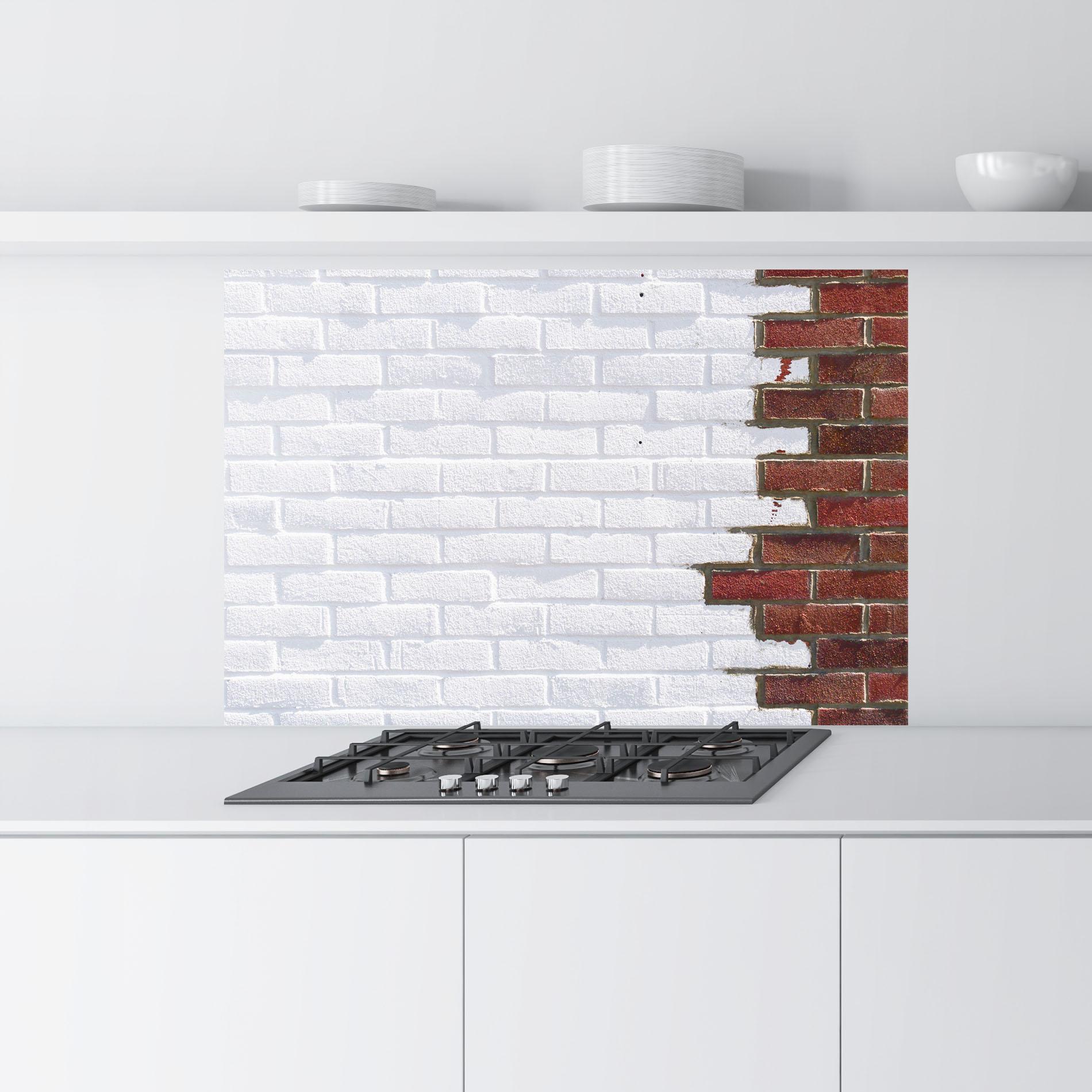 Küchenrückwand Glas Two Tone Bricks mockup 9