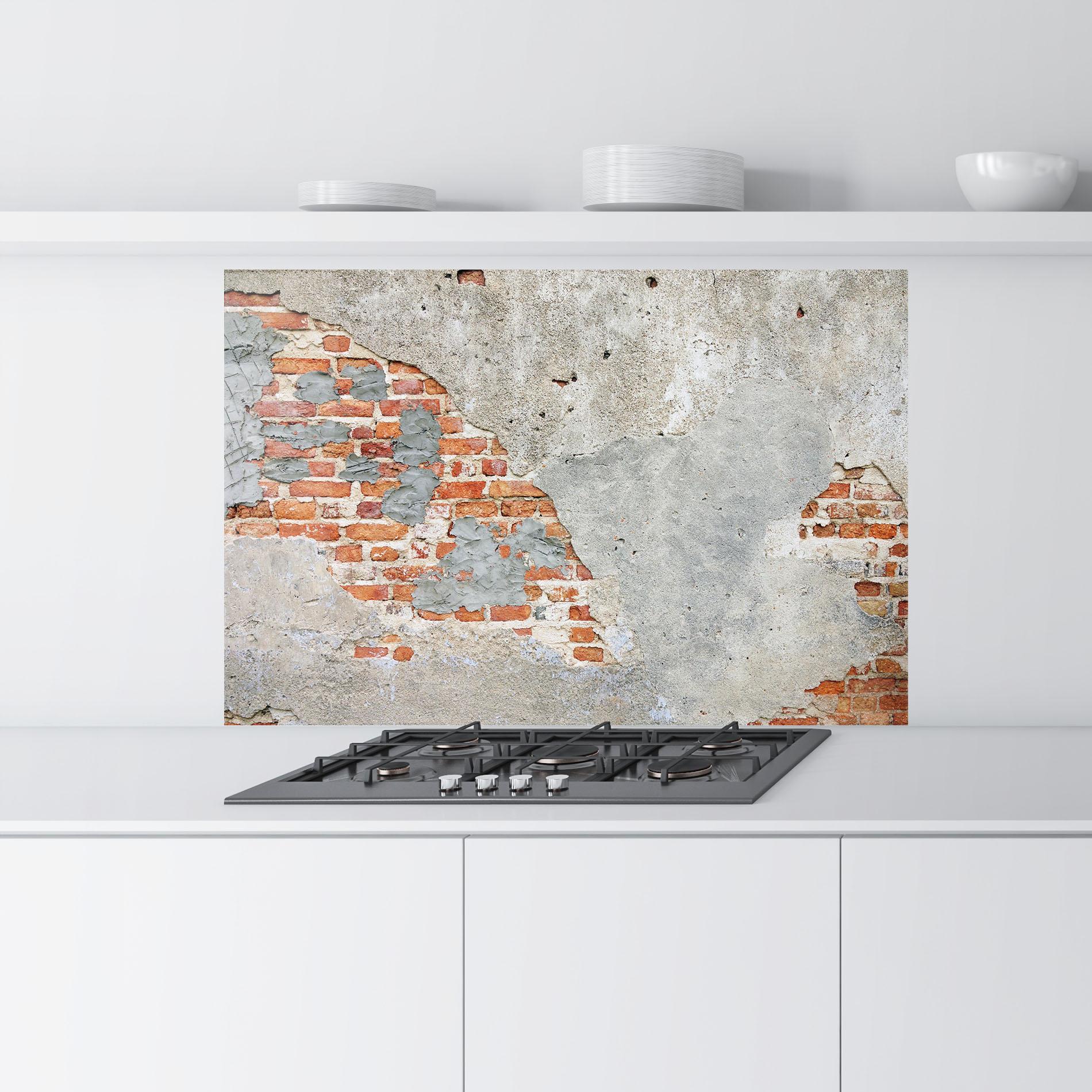 Küchenrückwand Glas Vintage Old Bricks 2 mockup 9