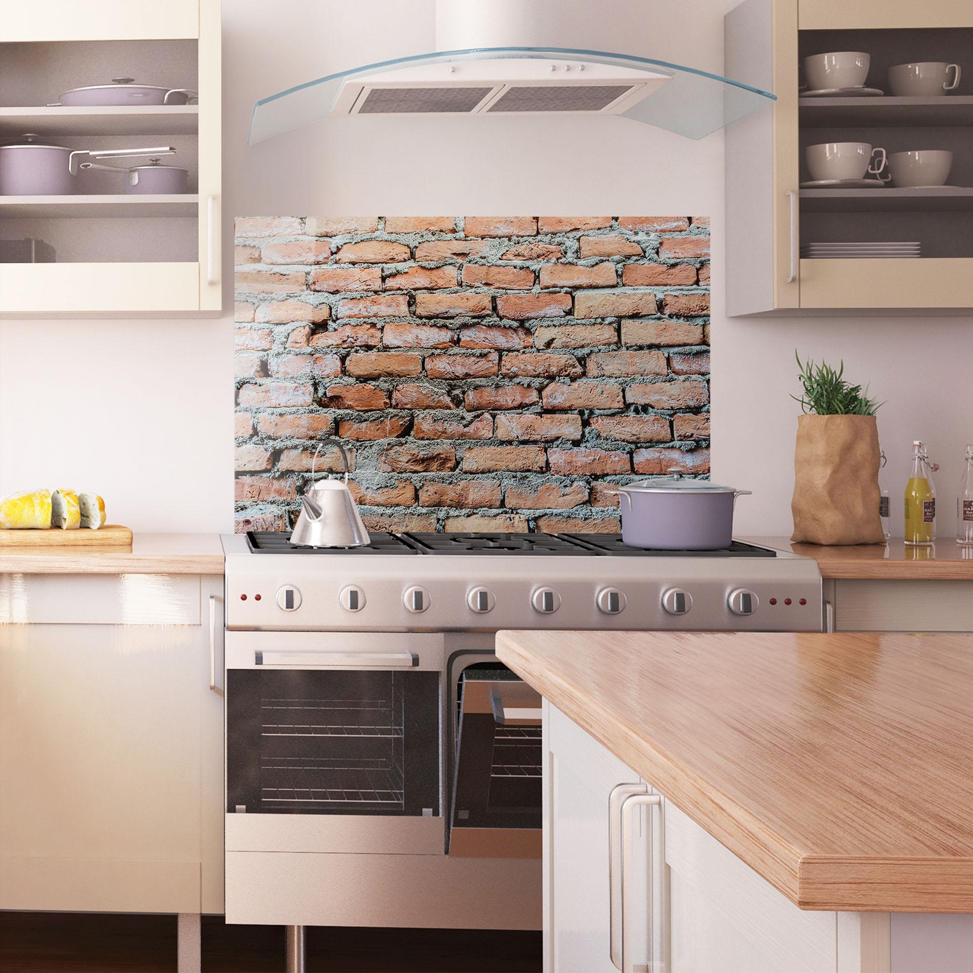 Küchenrückwand Glas Bricks With Ciment 2 mockup 1