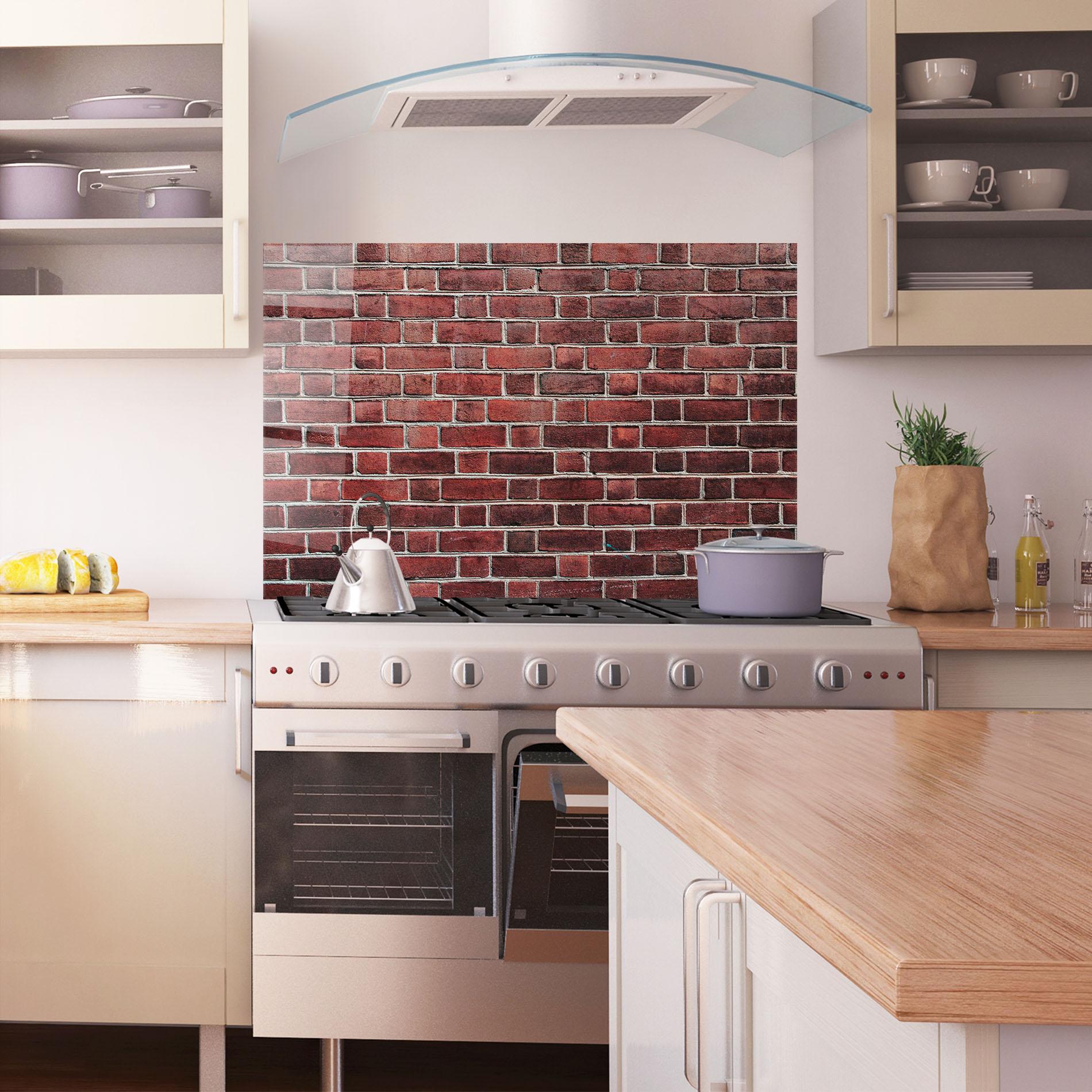 Küchenrückwand Glas Burgundy Bricks mockup 1