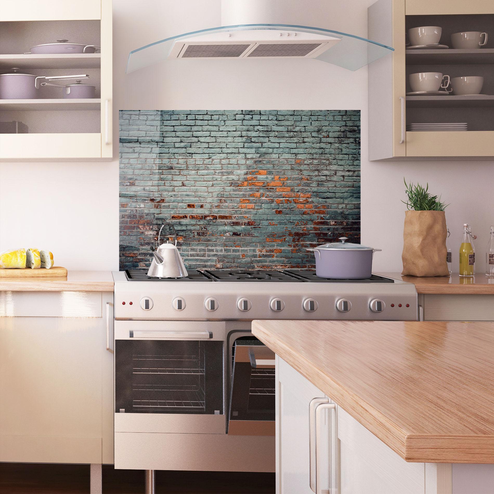 Küchenrückwand Glas Colorful Bircks mockup 1