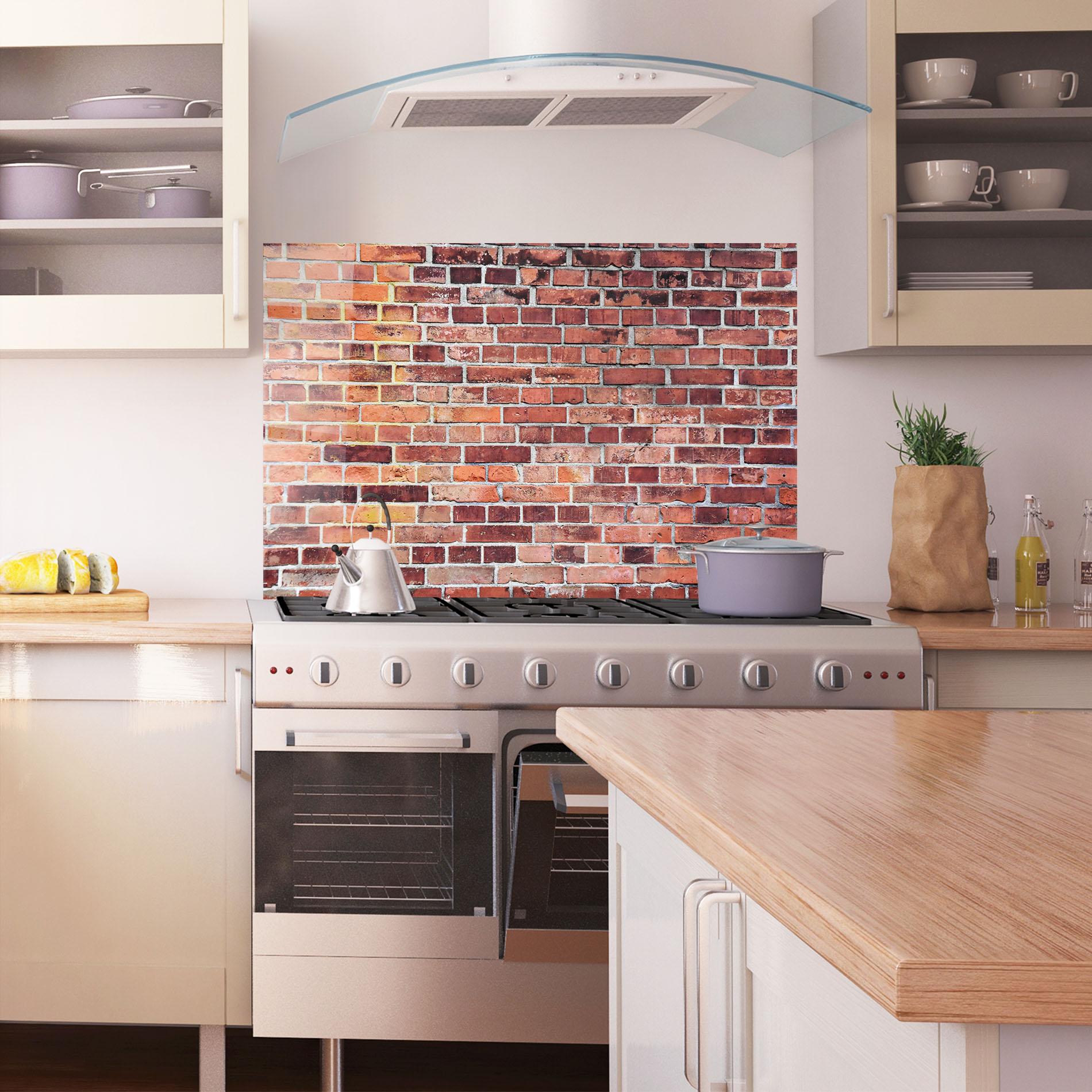 Küchenrückwand Glas Dirty Bricks mockup 1