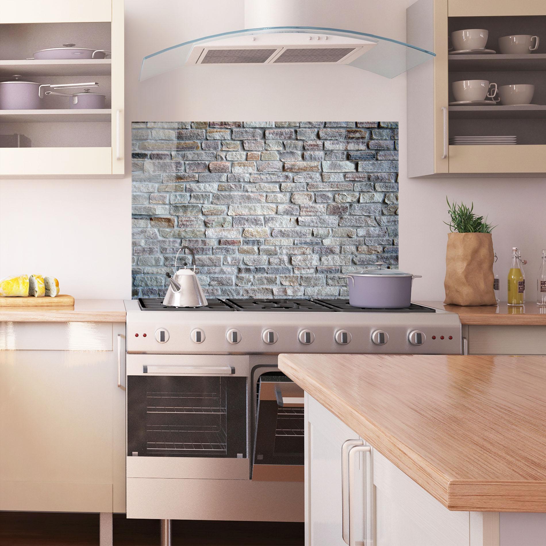 Küchenrückwand Glas Greyish Bircks mockup 1
